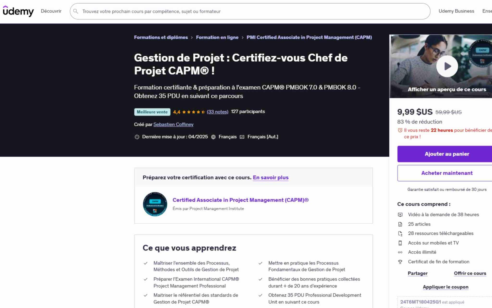 Gestion de Projet : Certifiez-vous Chef de Projet CAPM - Udemy