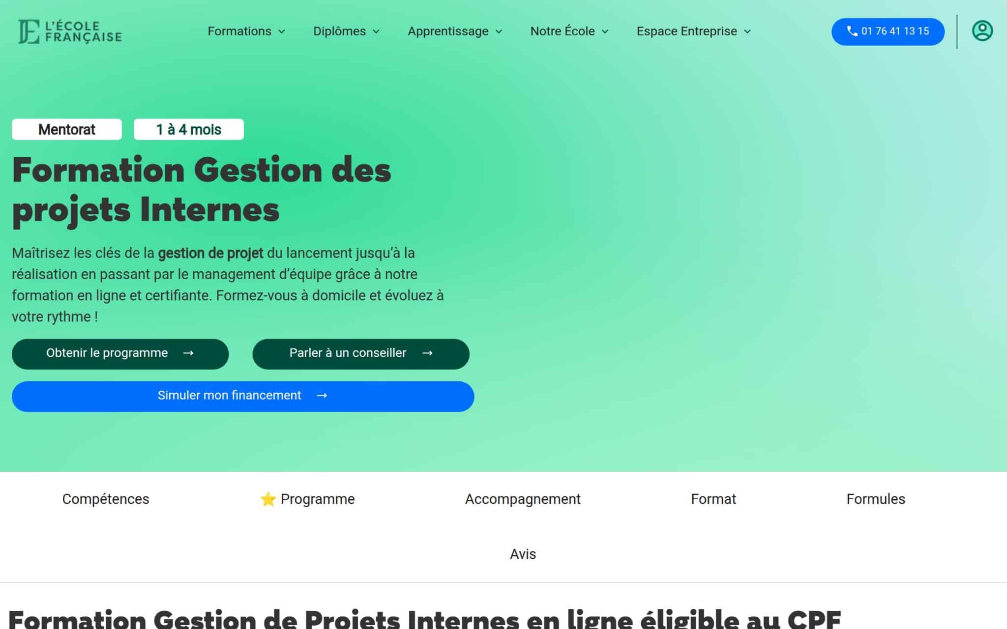 Formation Gestion des projets Internes - L'École Française