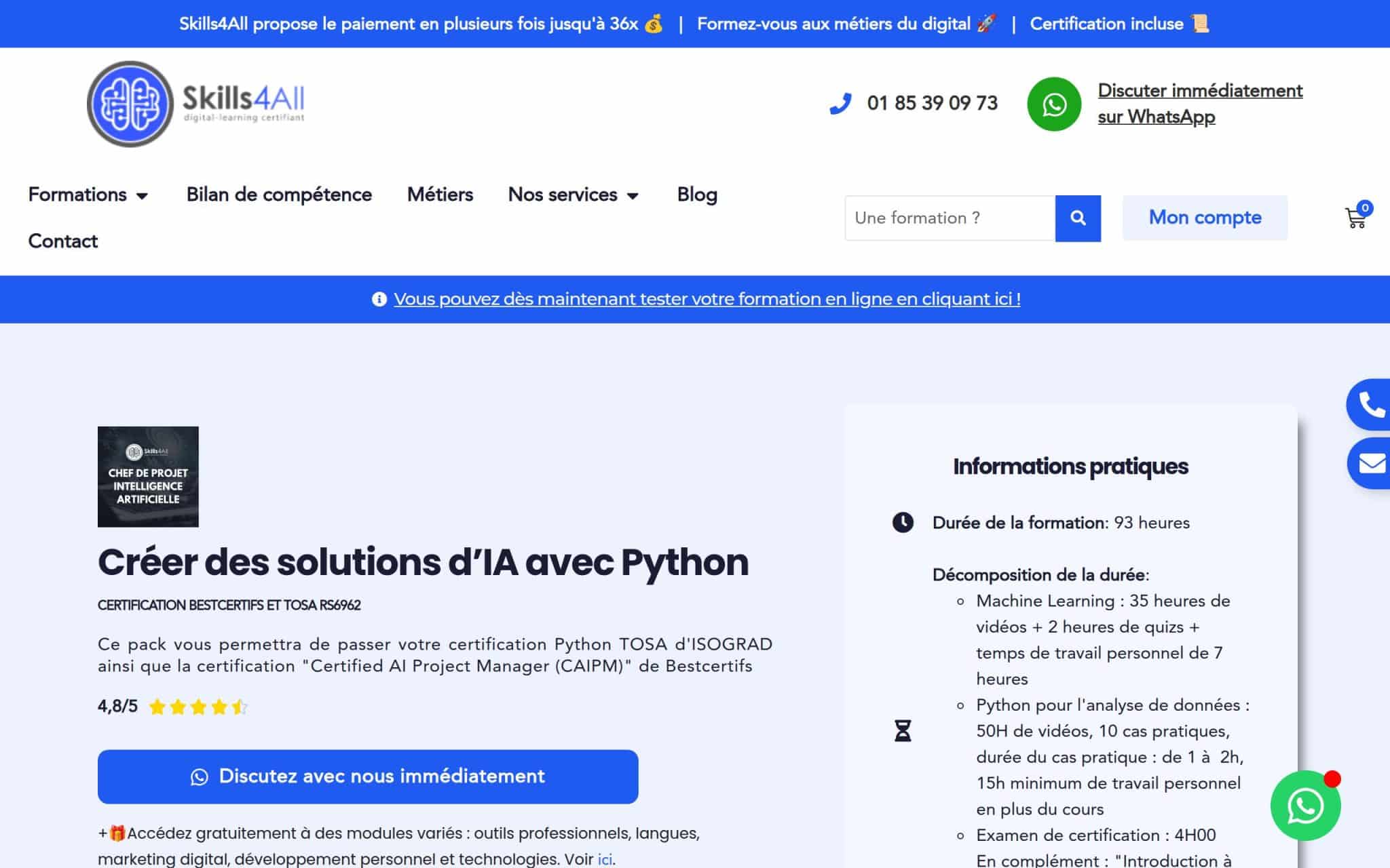 Formation Chef de projet IA - Skills4All