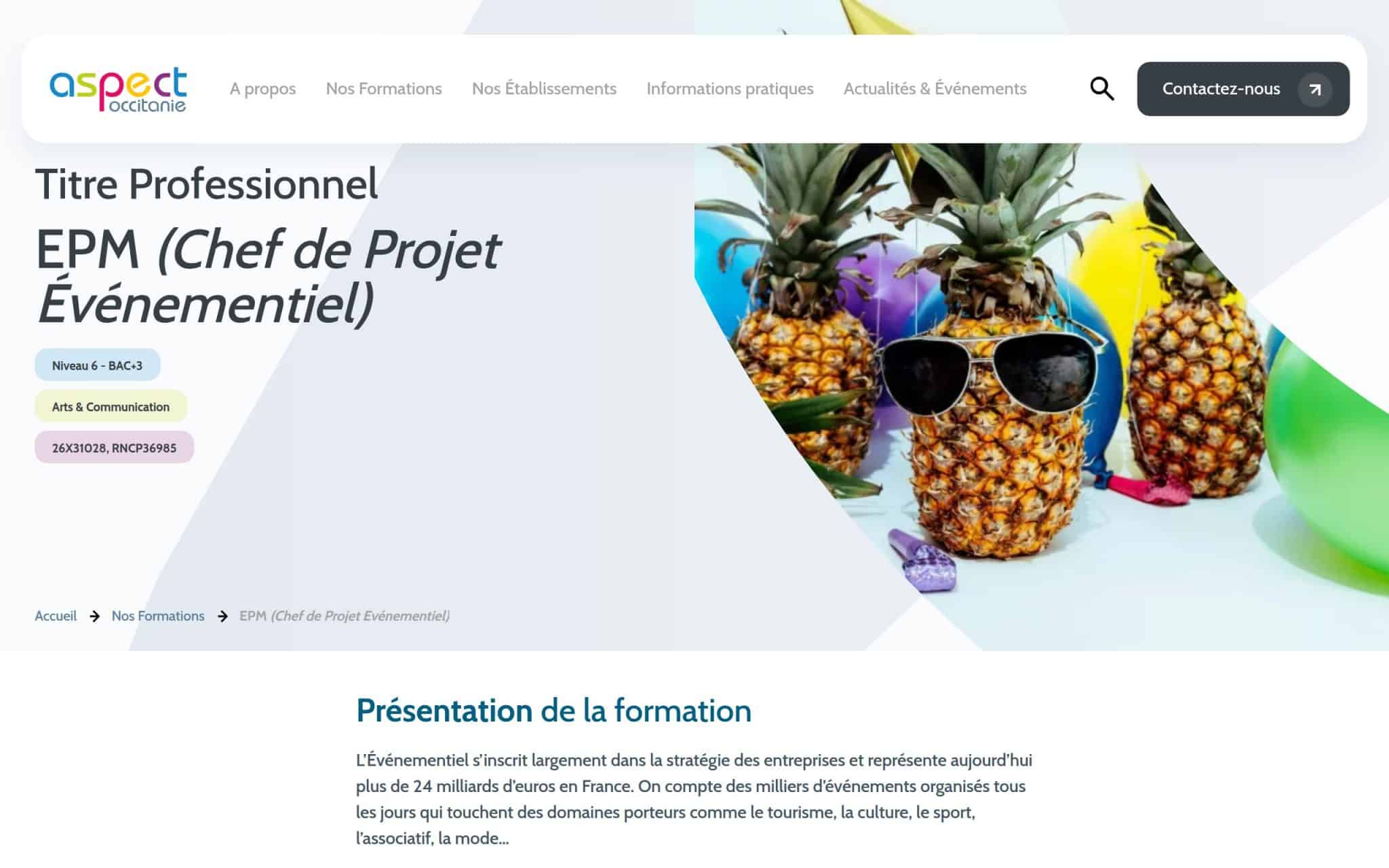 Titre Professionnel EPM (Chef de Projet Événementiel) - aspect occitanie