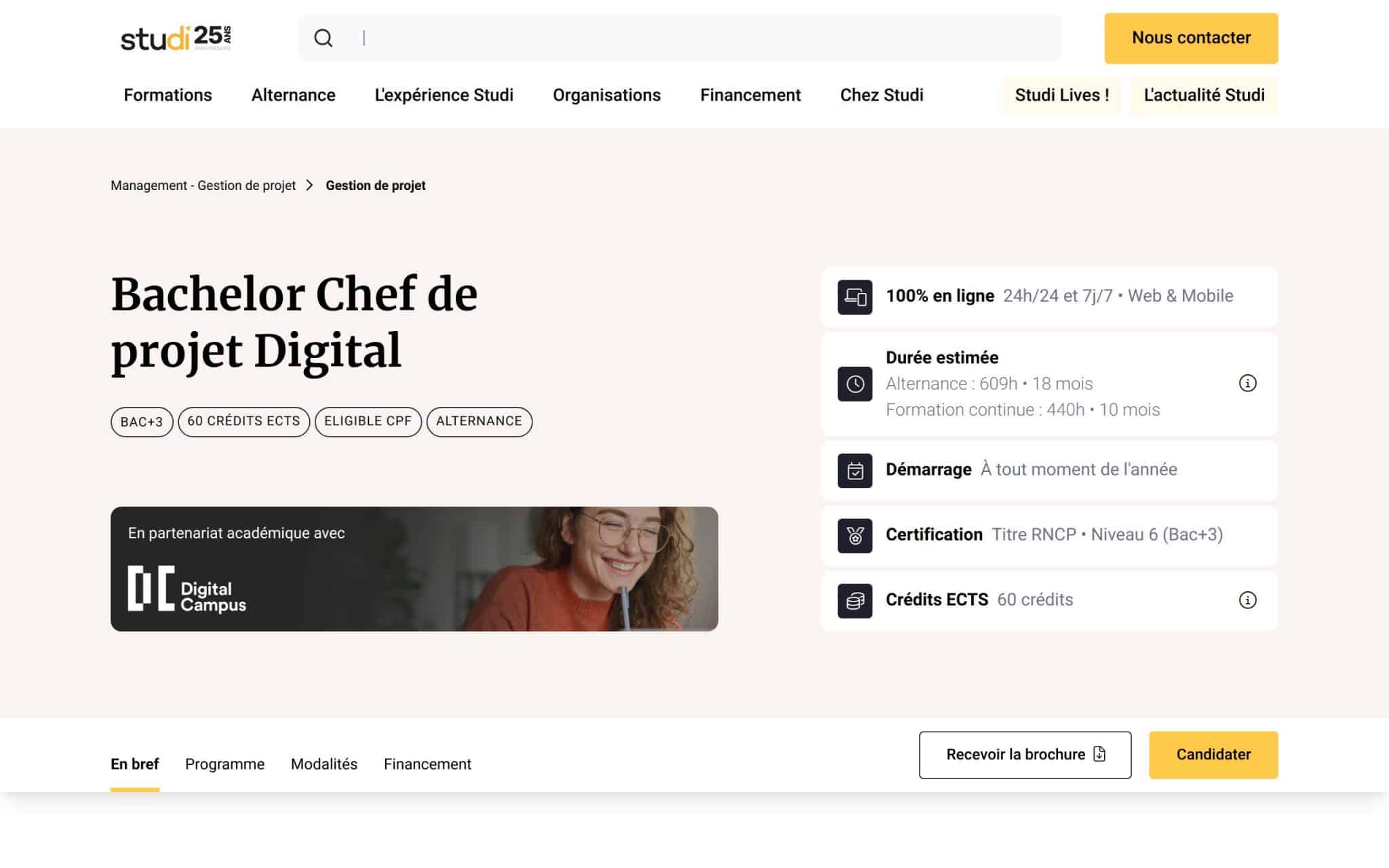 Bachelor Chef de projet Digital - Studi