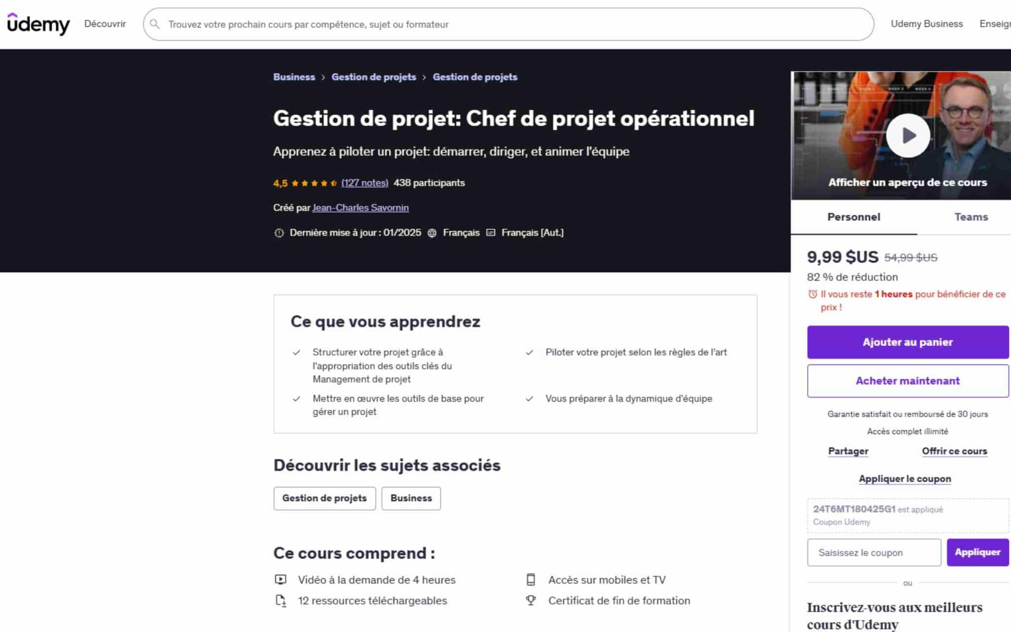 Gestion de projet: Chef de projet opérationnel - Udemy