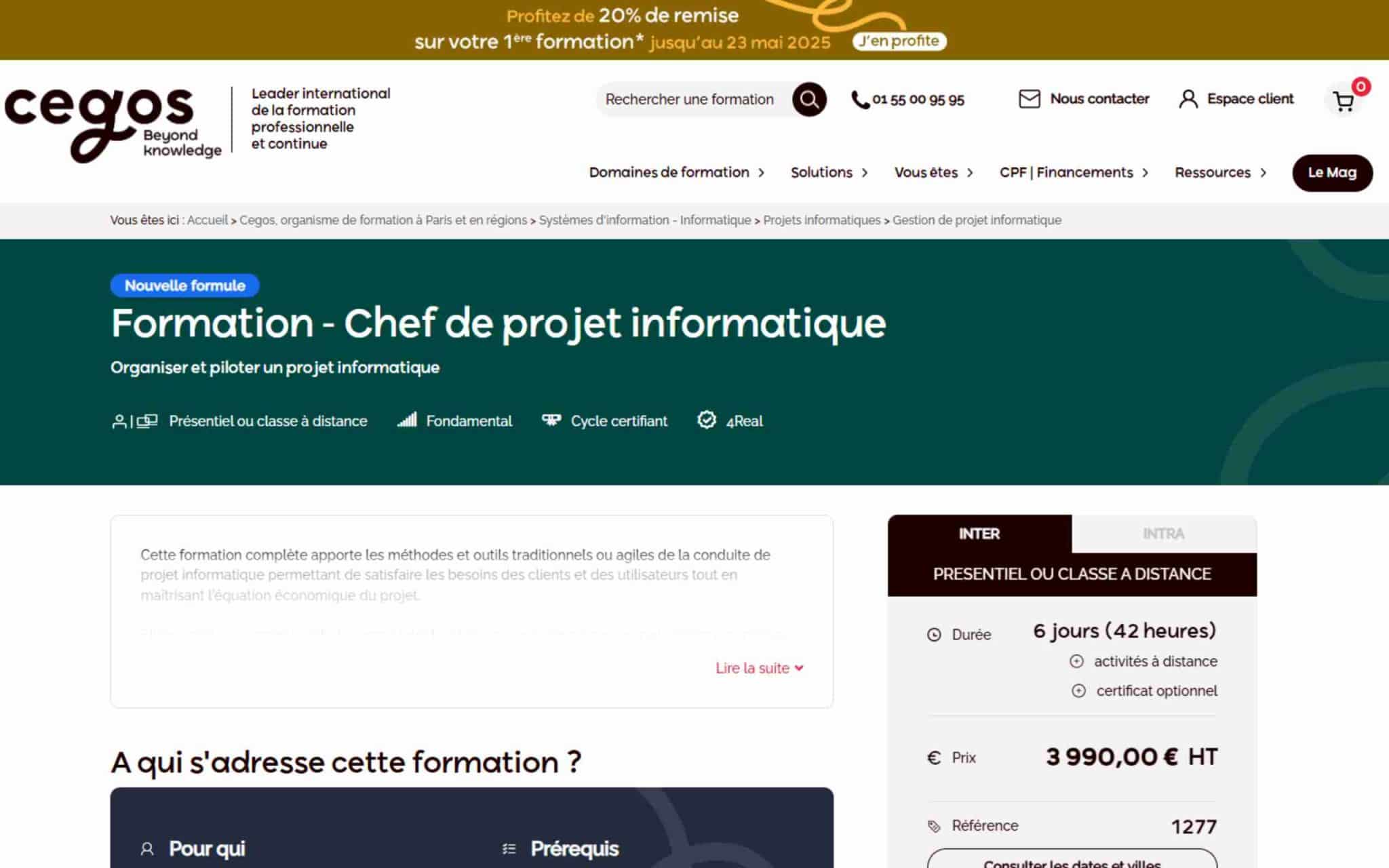 Chef de projet informatique - Cegos