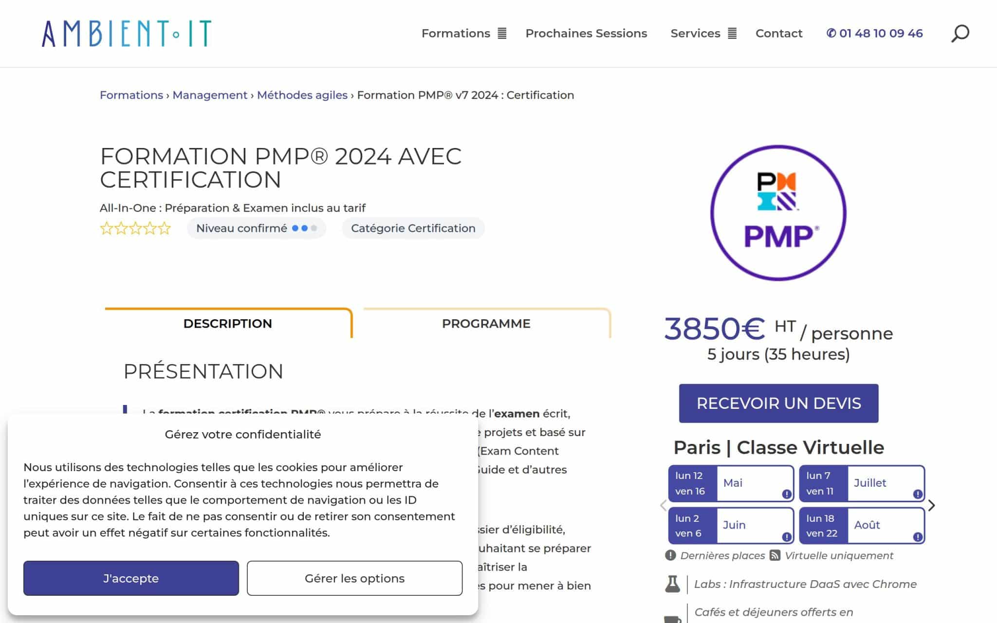 Formation PMP 2024 avec Certification - Ambient IT