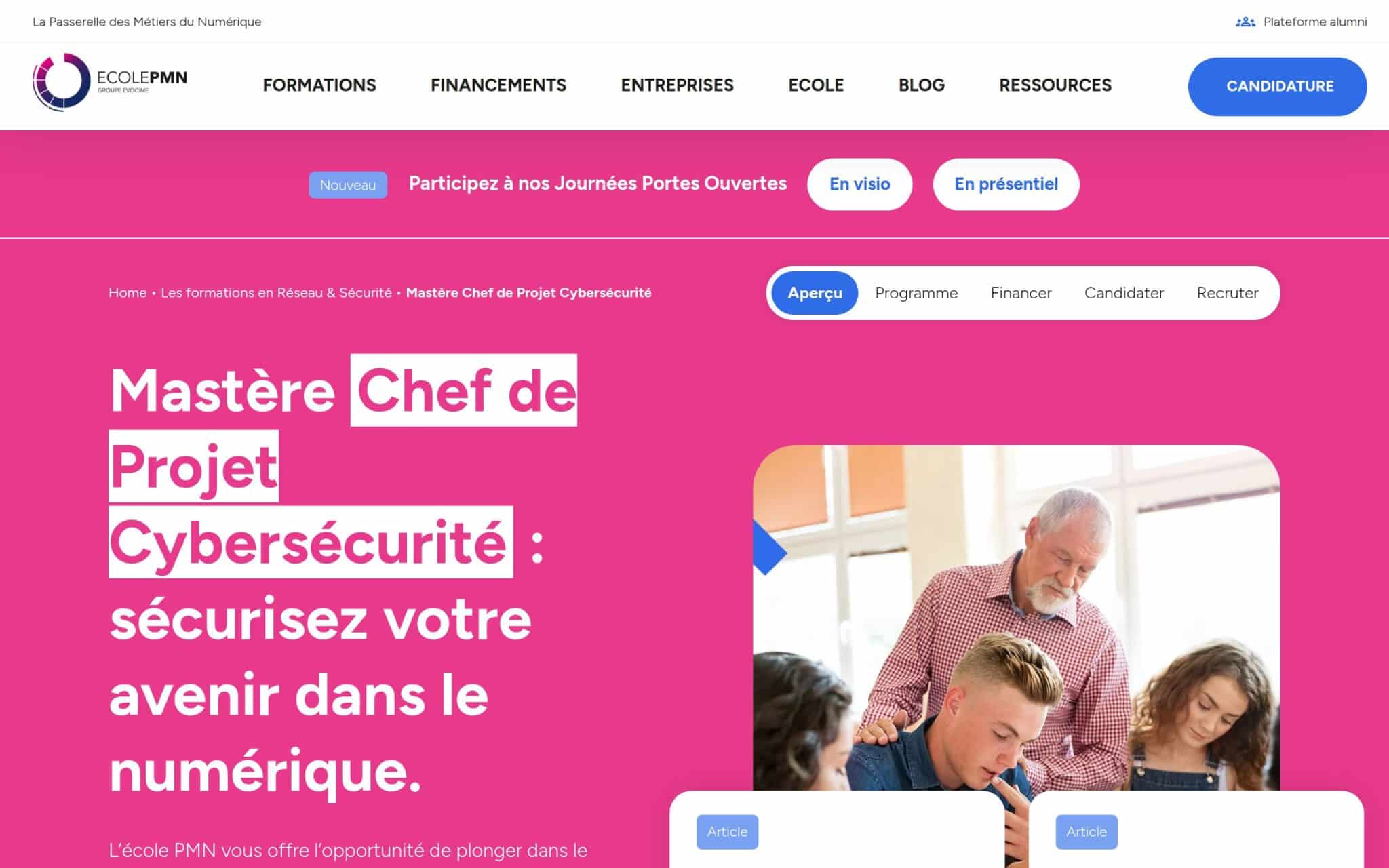 Mastère Chef de Projet Cybersécurité - école PMN
