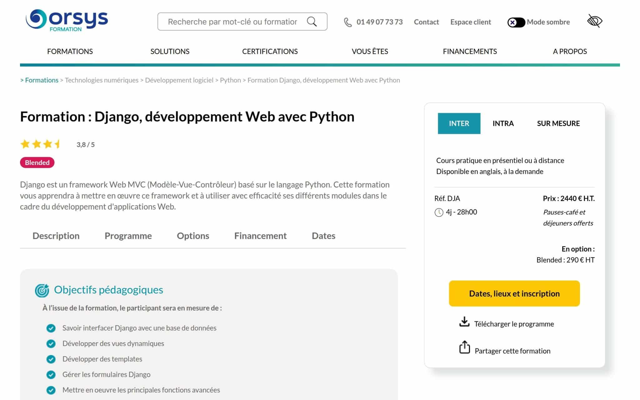 Formation : Django, développement Web avec Python - Orsys