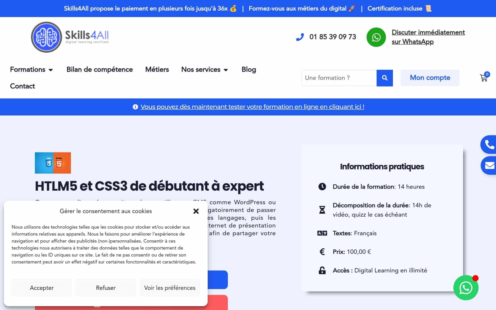 Formation HTLM5 et CSS3 de débutant à expert - Skills4All