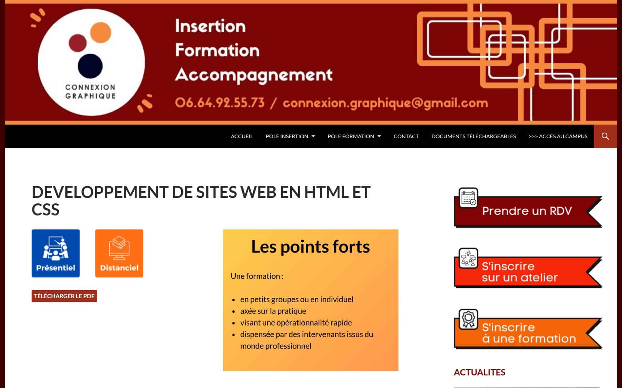 Développement de sites web en HTML et CSS - Connexion Graphique