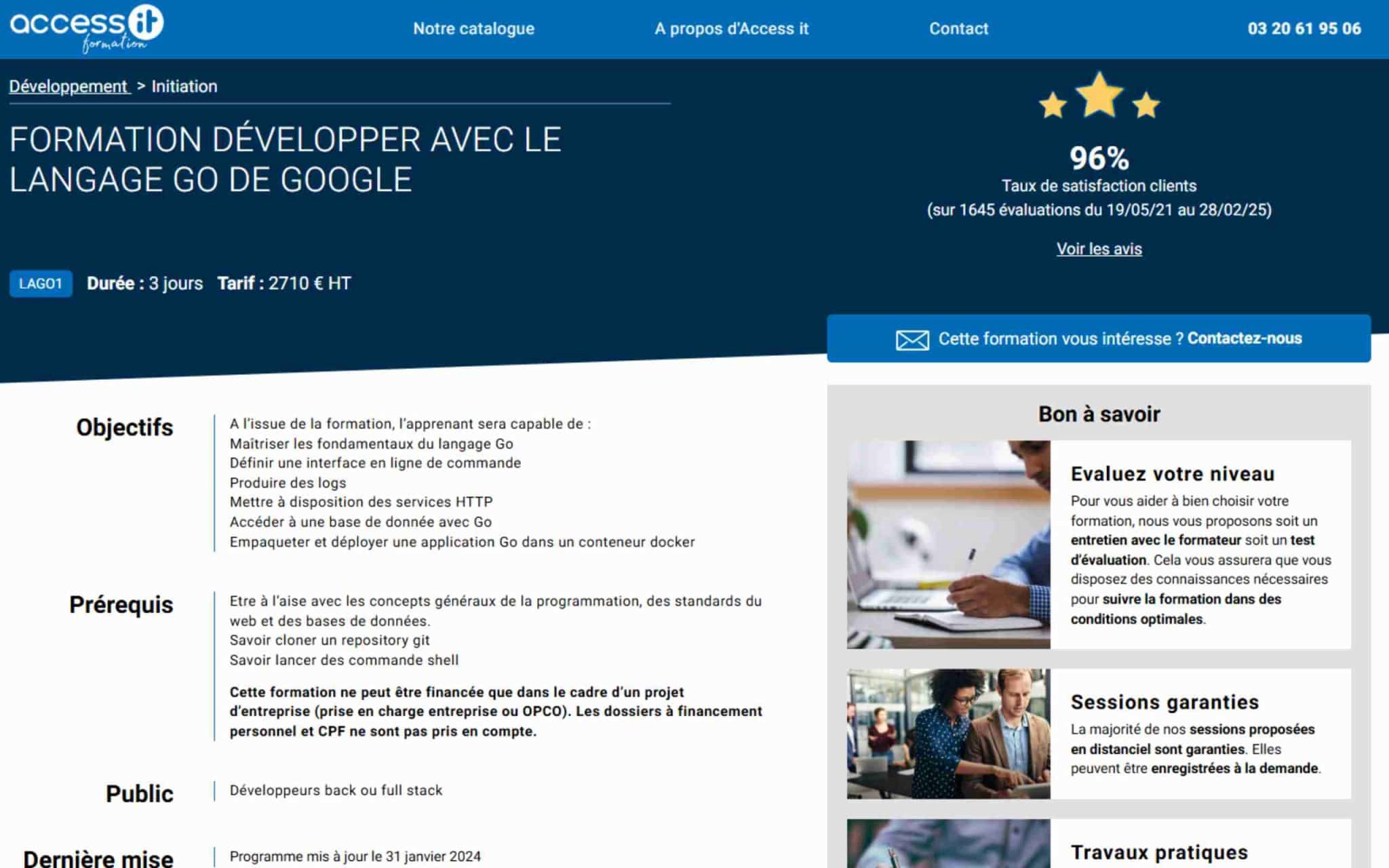 Formation Développer avec le langage Go de Google - Access IT