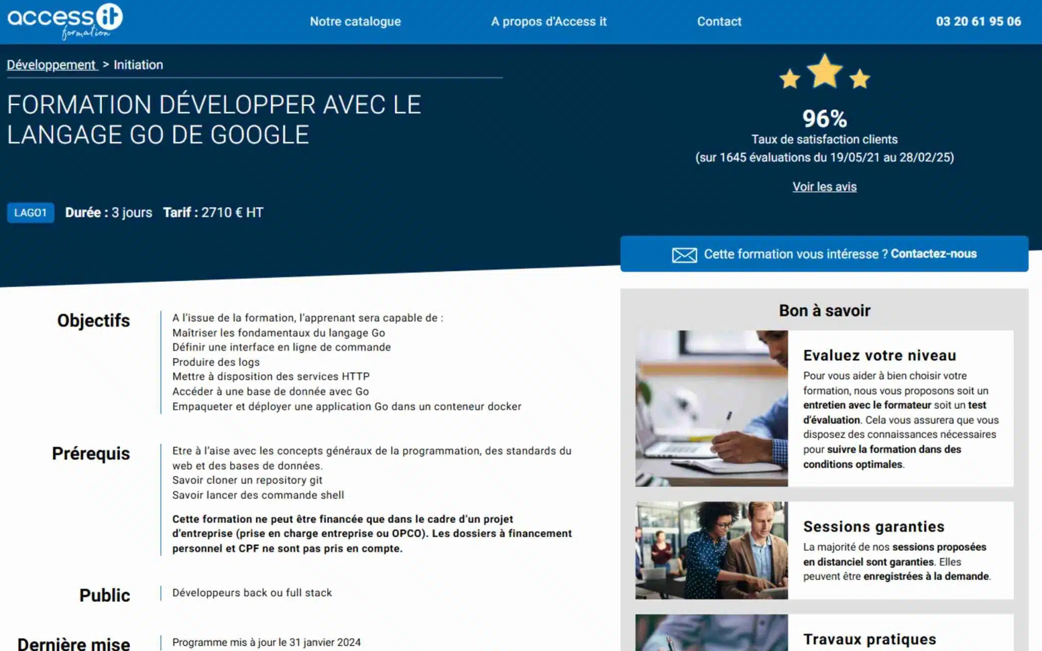 Formation Développer avec le langage Go de Google - Access IT