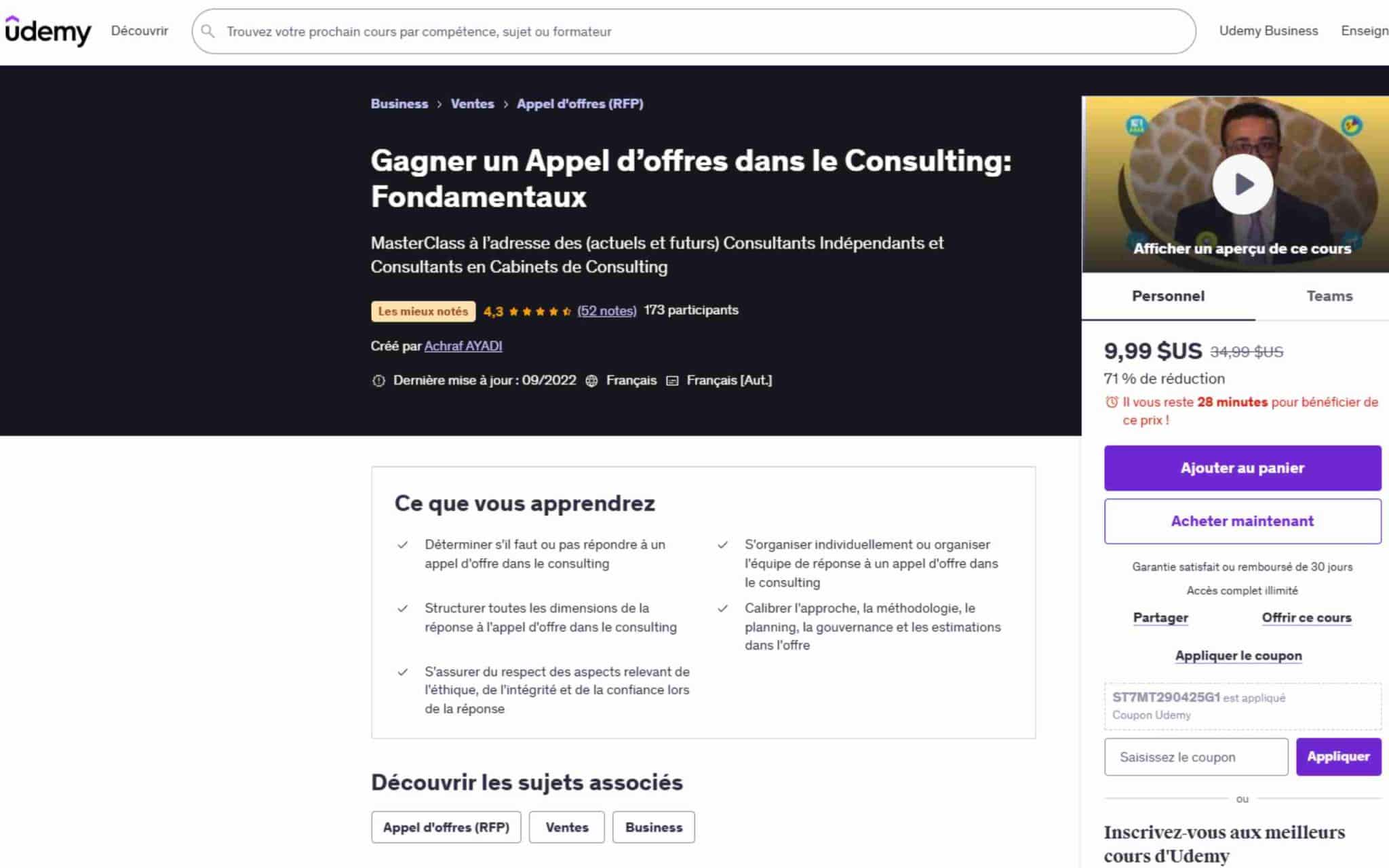 Gagner un Appel dâoffres dans le Consulting: Fondamentaux - Udemy