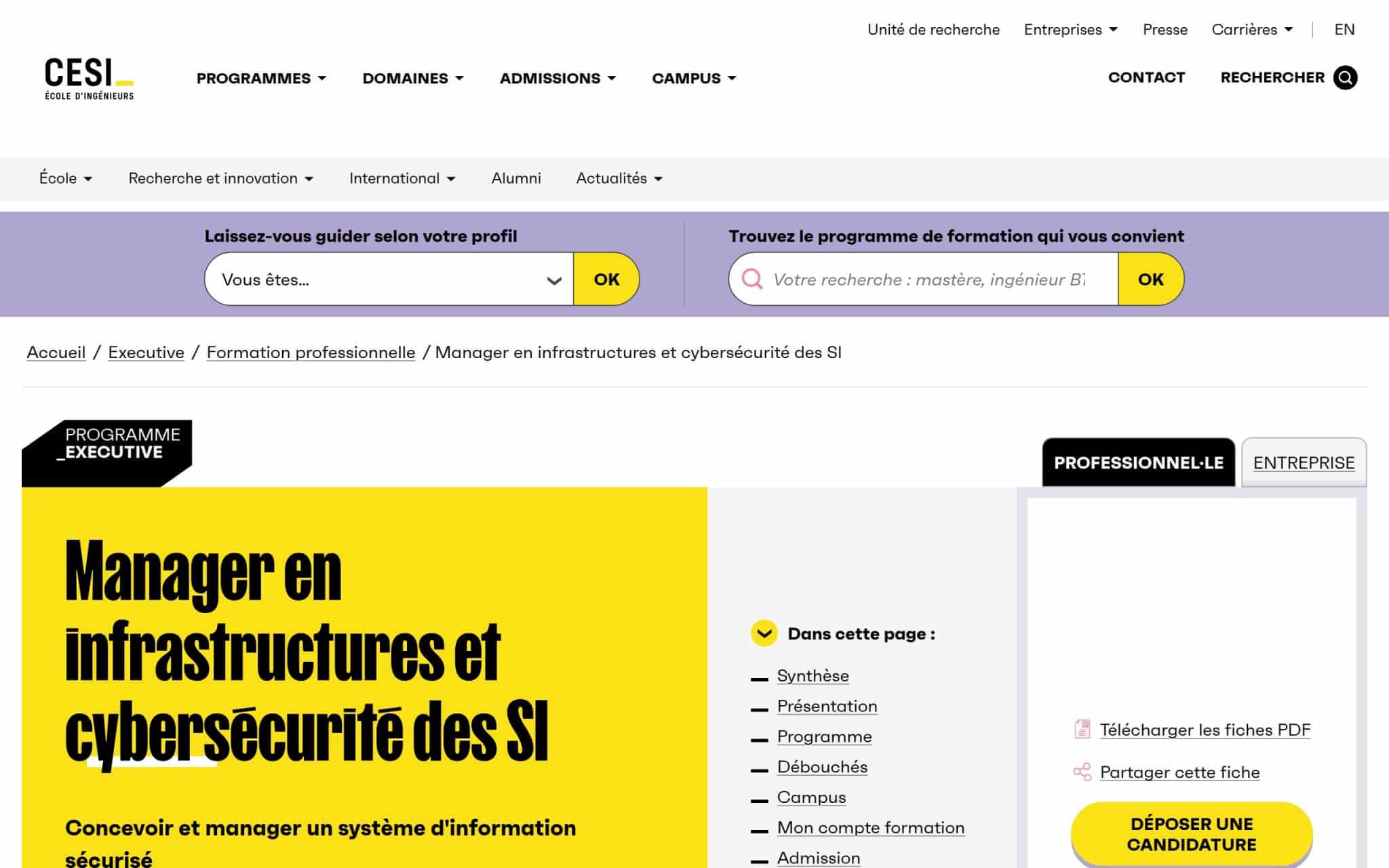 Manager en infrastructures et cybersécurité des SI - Cesi