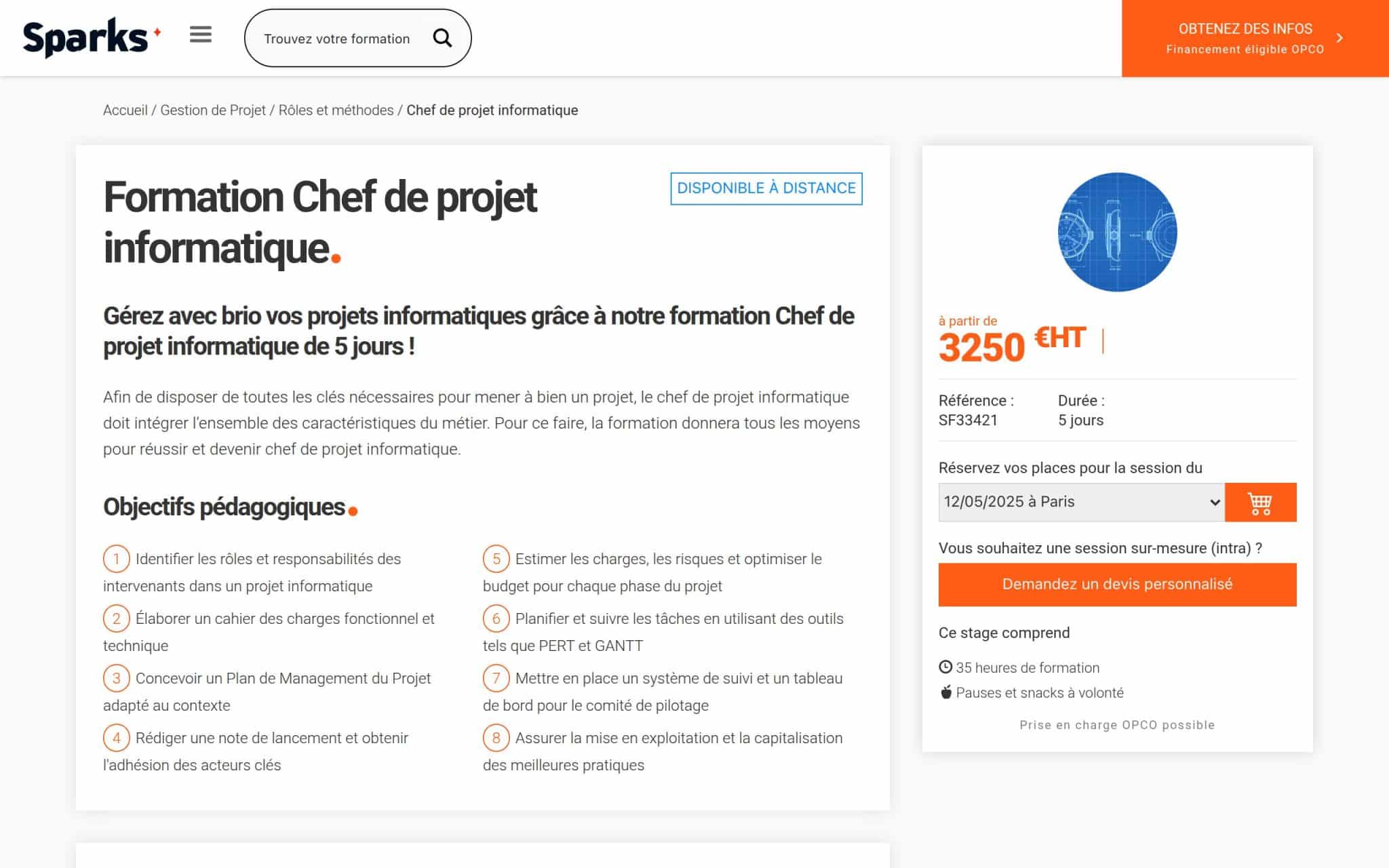 Formation Chef de projet informatique - Sparks