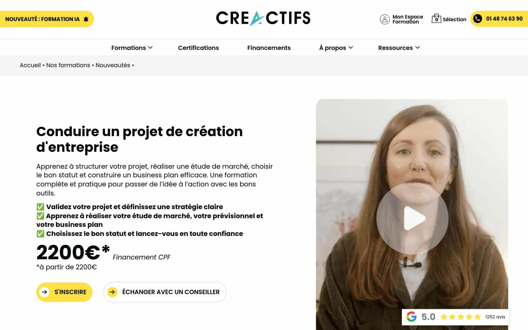Formation Conduire un projet de crĂ©ation dâentreprise - CrĂ©Actifs