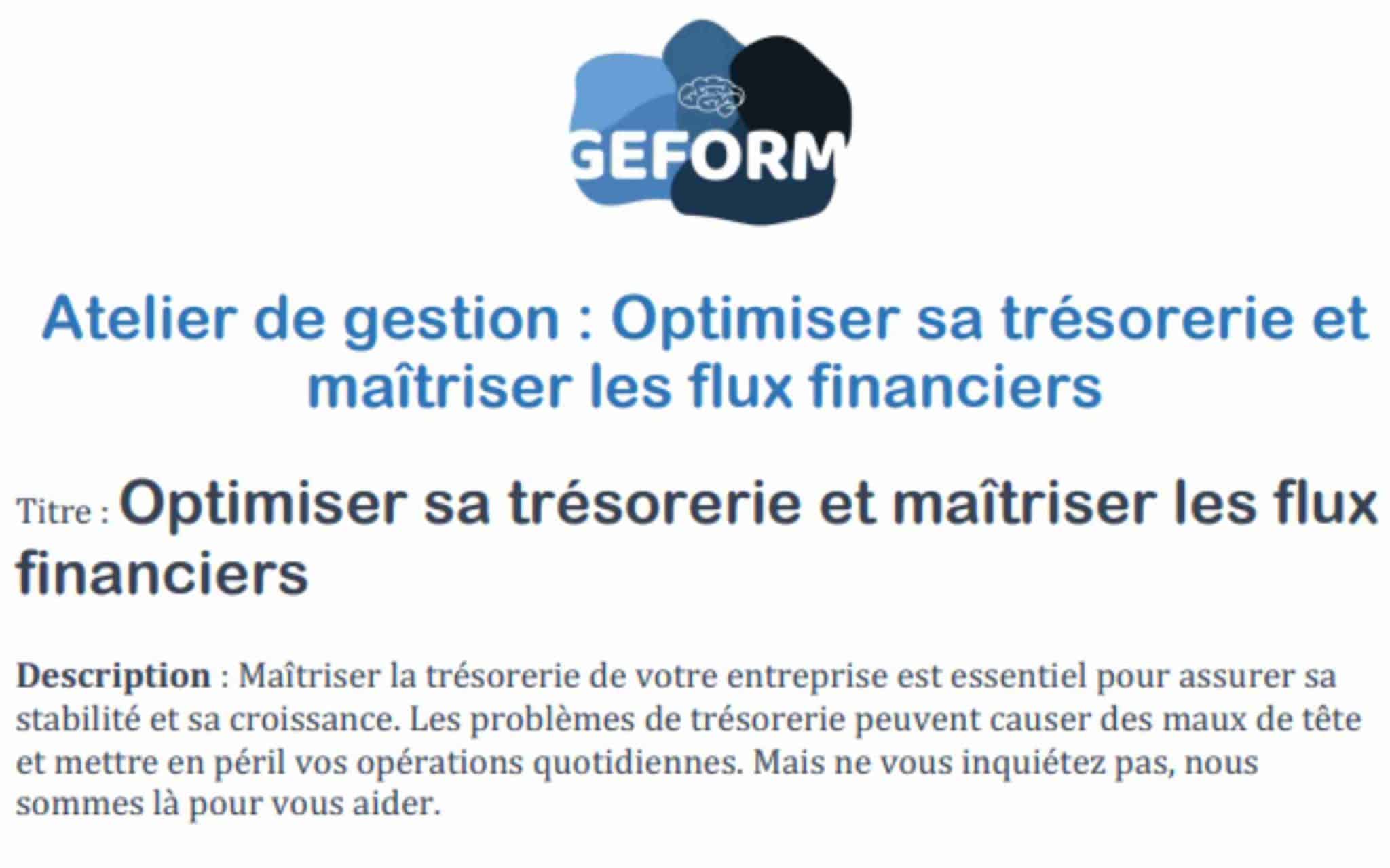 Gérer et Optimiser la trésorerie de son entreprise - Geform
