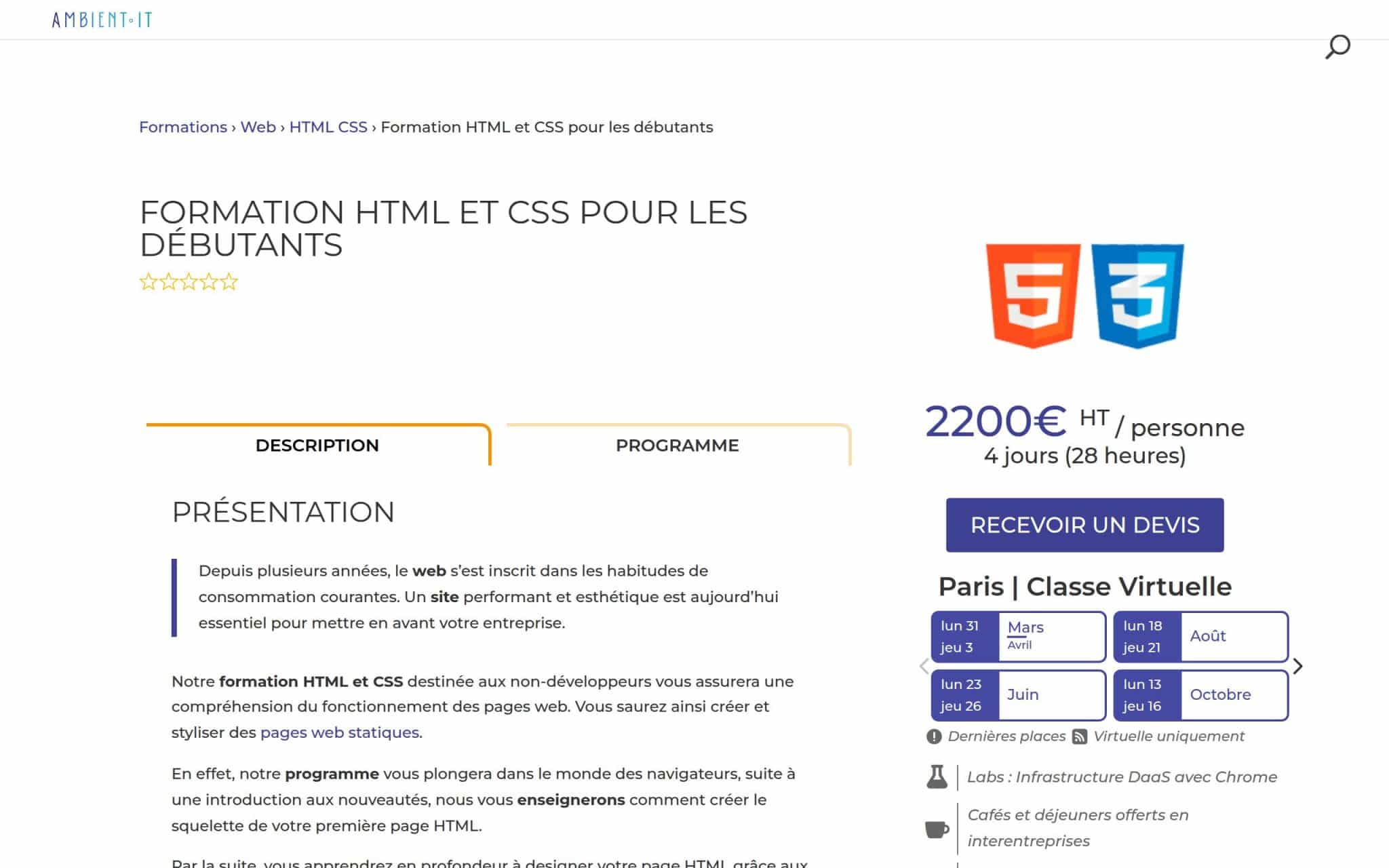 Formation HTML et CSS pour les débutants - Ambient IT