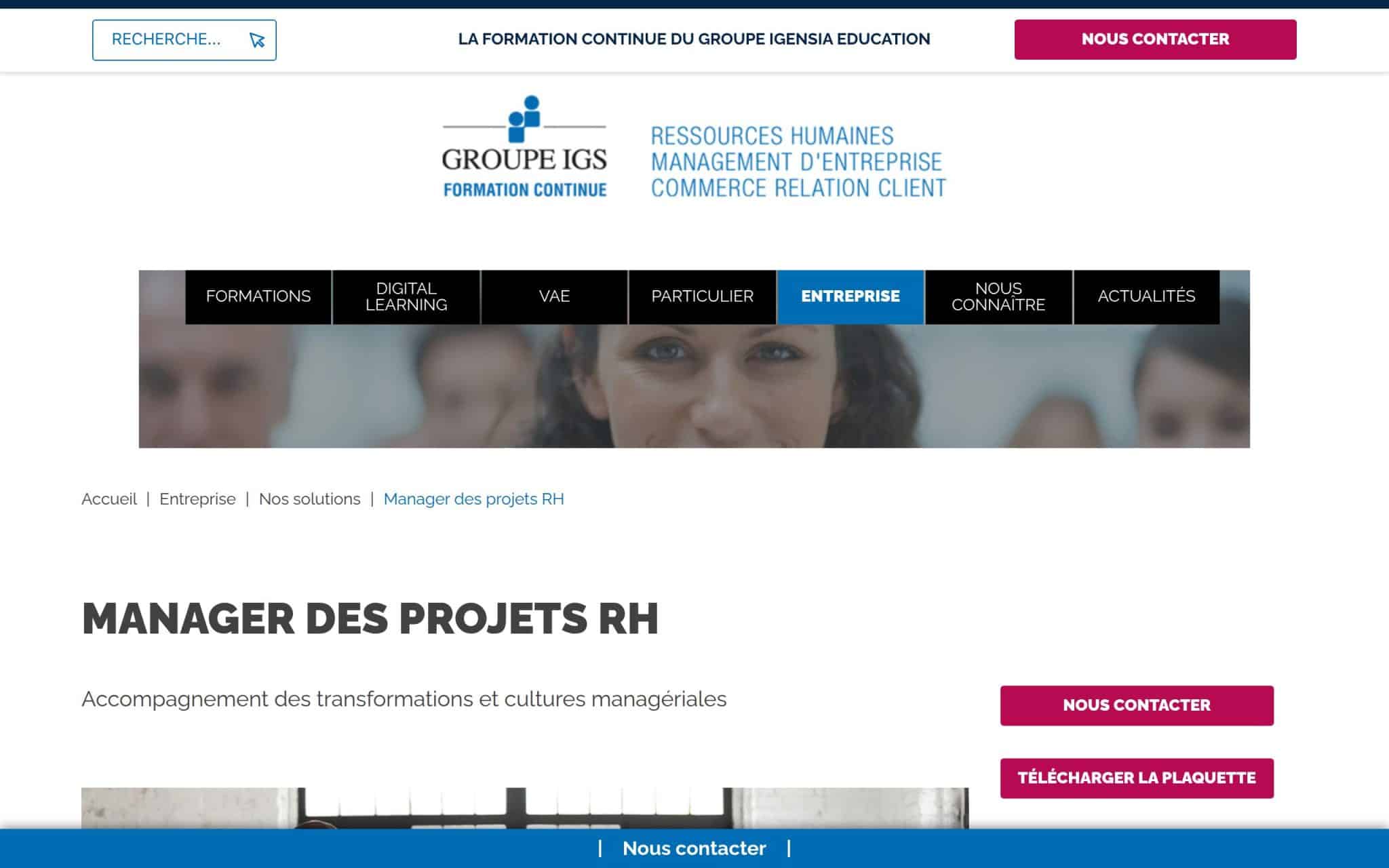 Manager des projets RH - Groupe IGS Formation Continue