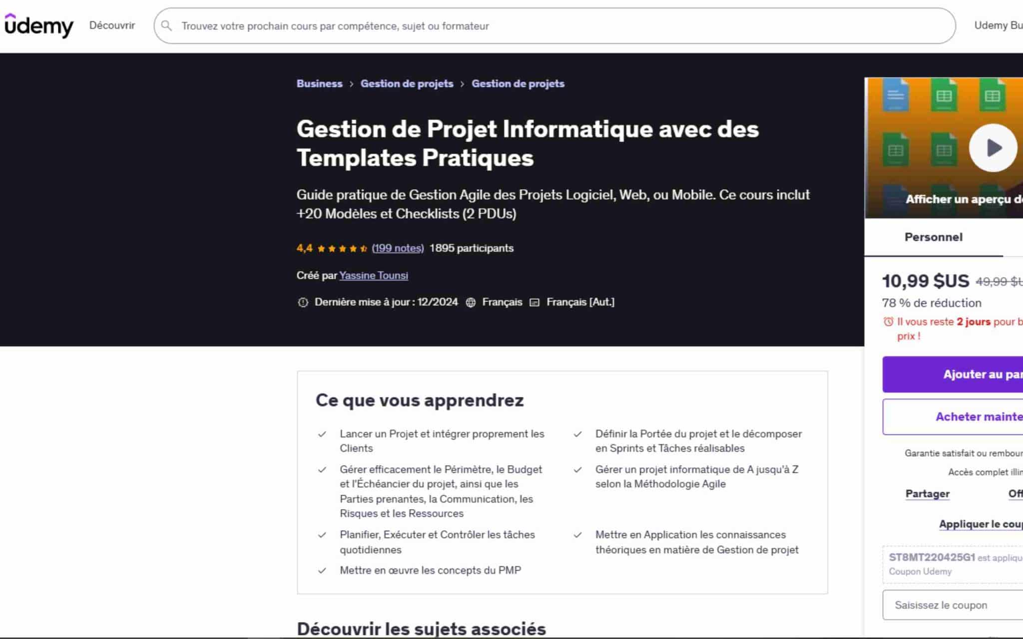 Gestion de Projet Informatique avec des Templates Pratiques - Udemy