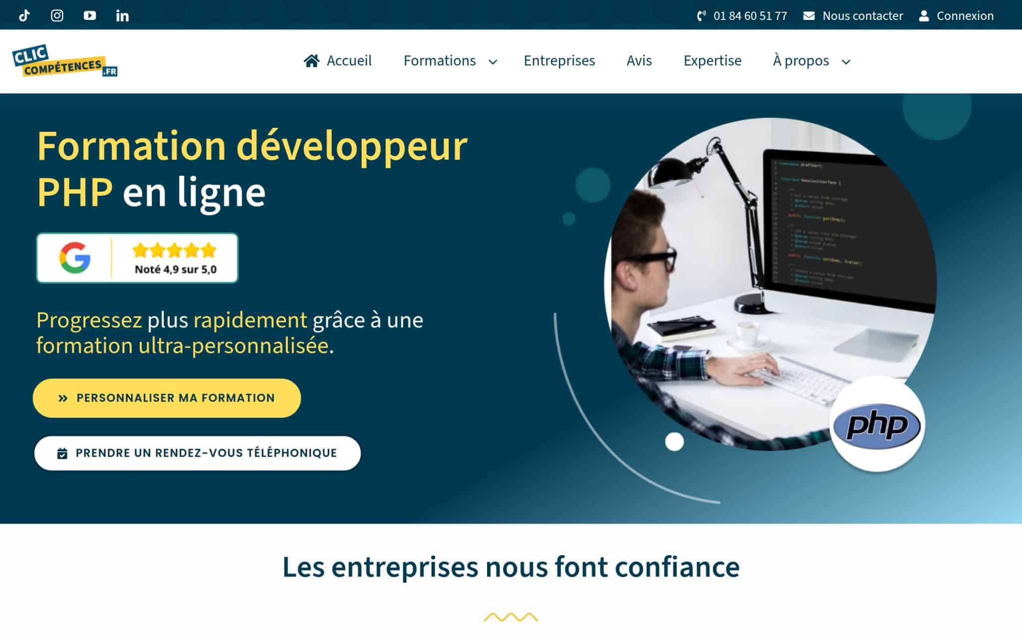 Formation développeur PHP en ligne - Clic Compétences