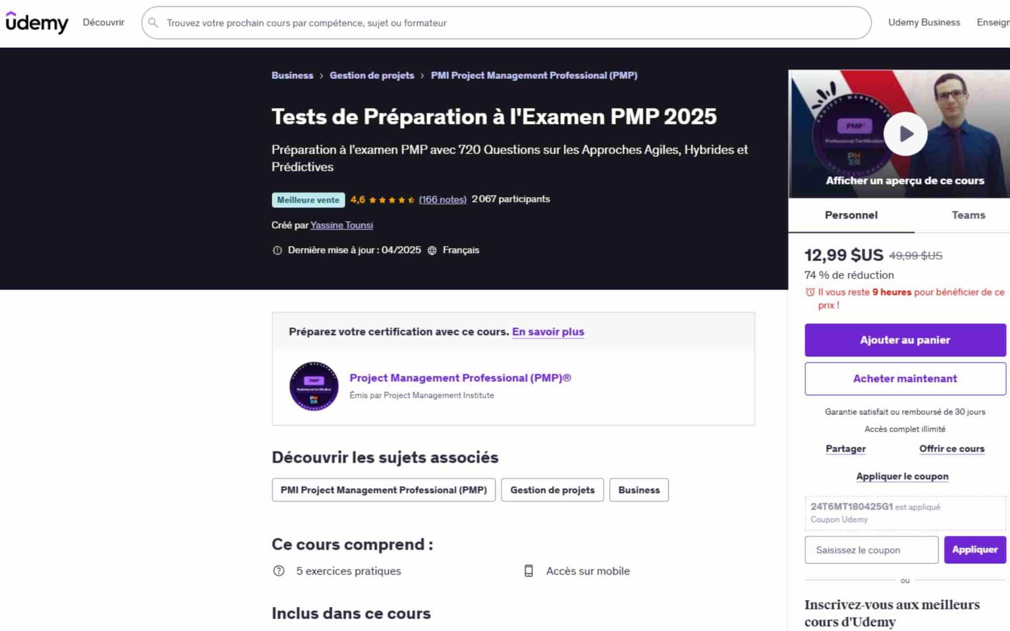 Tests de Préparation à l'Examen PMP 2025 - Udemy