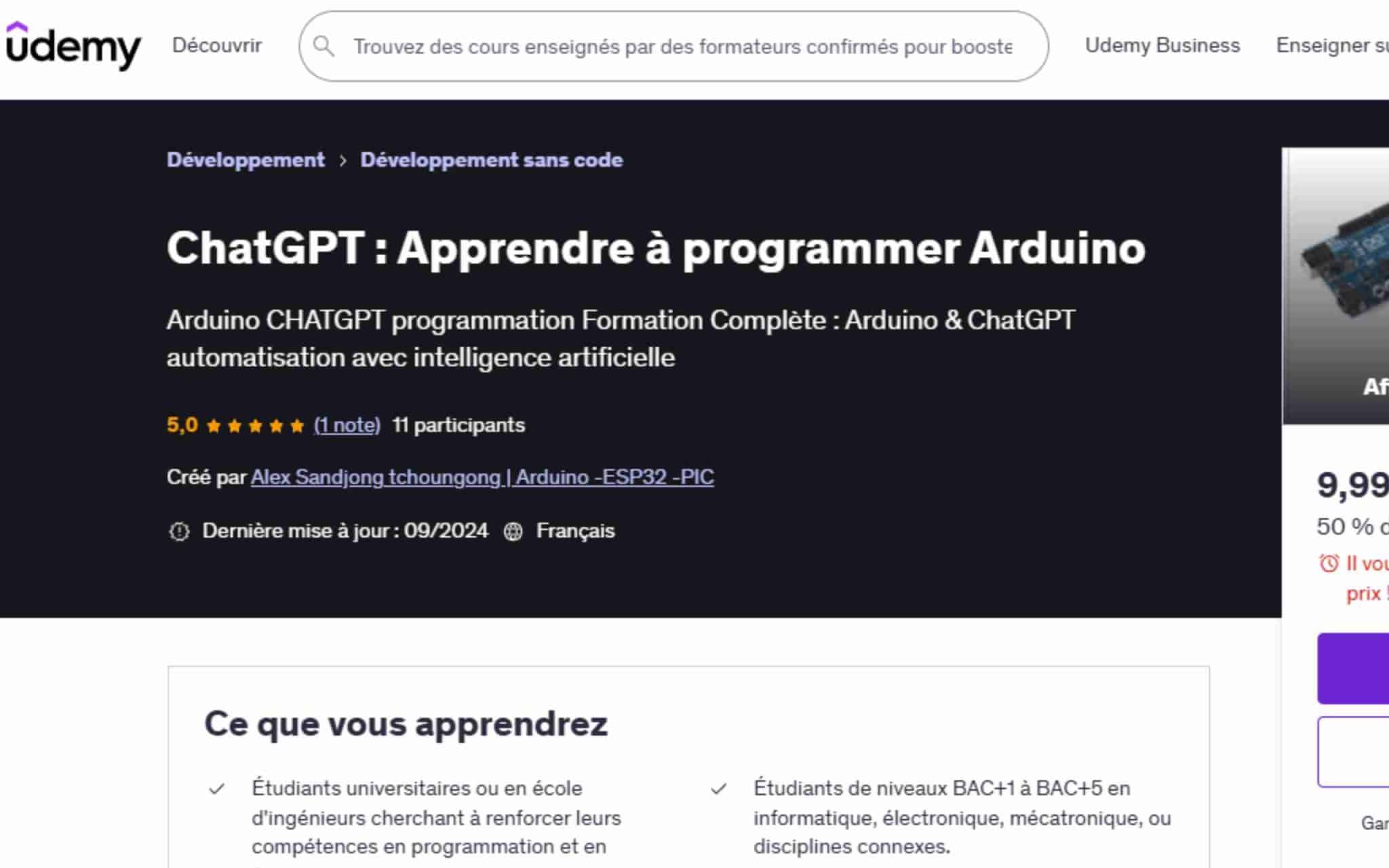 ChatGPT : Apprendre à programmer Arduino - Udemy