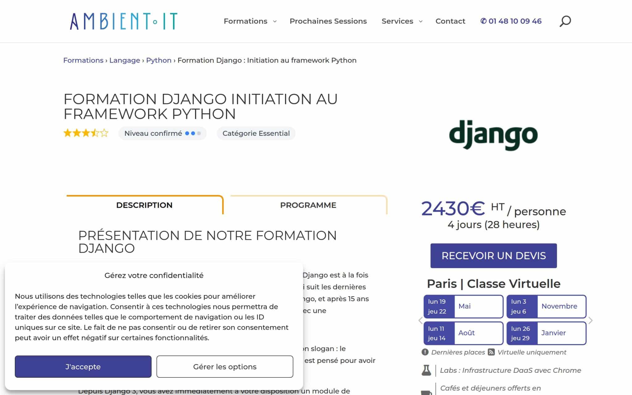 Formation Django Initiation au framework Python - Ambient IT