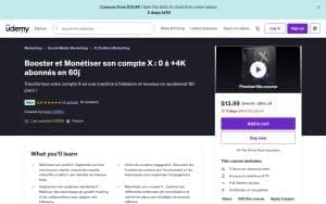 Booster et Monétiser son compte X – Udemy