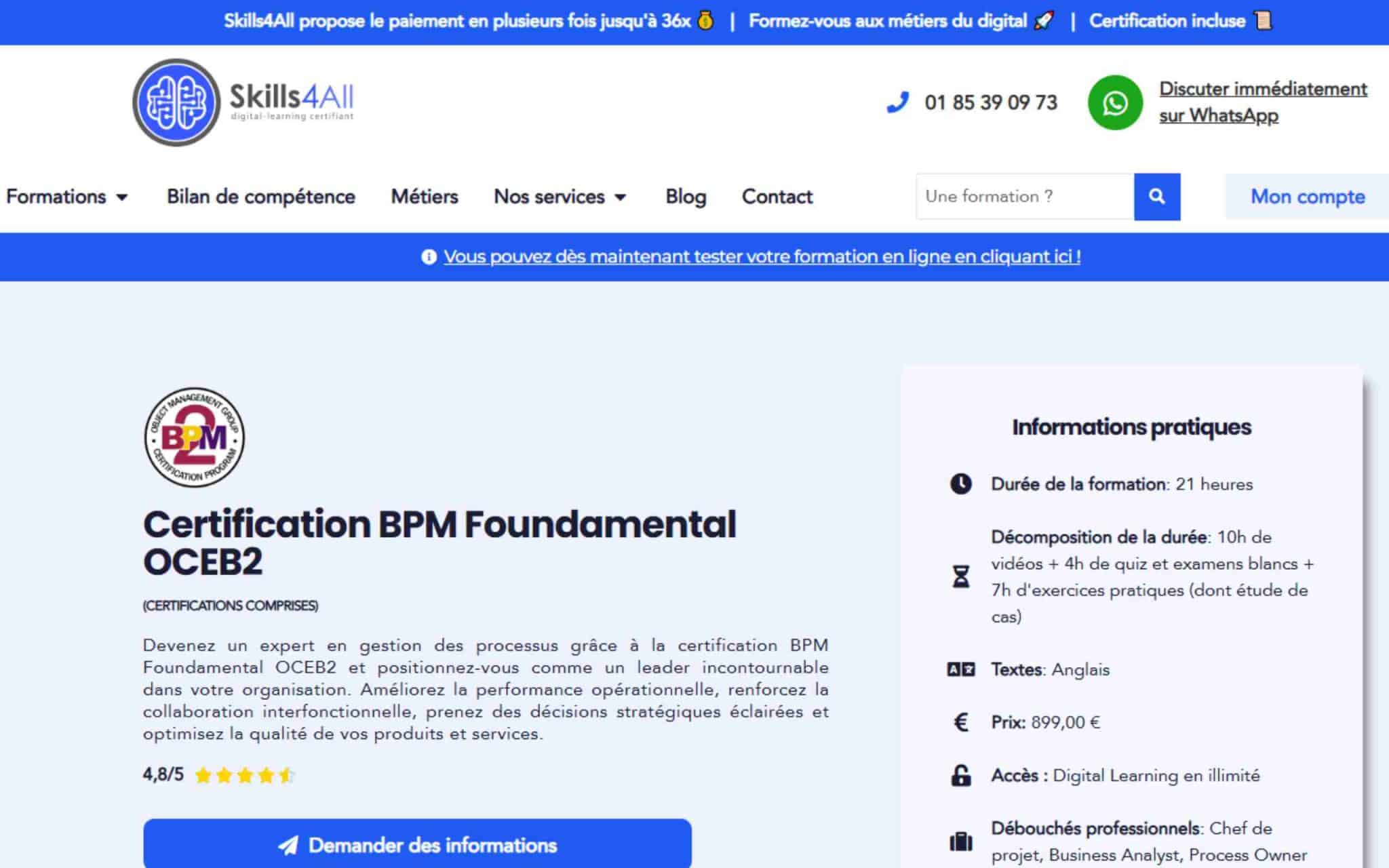 Certification BPM Foundamental OCEB2 - Skills4All