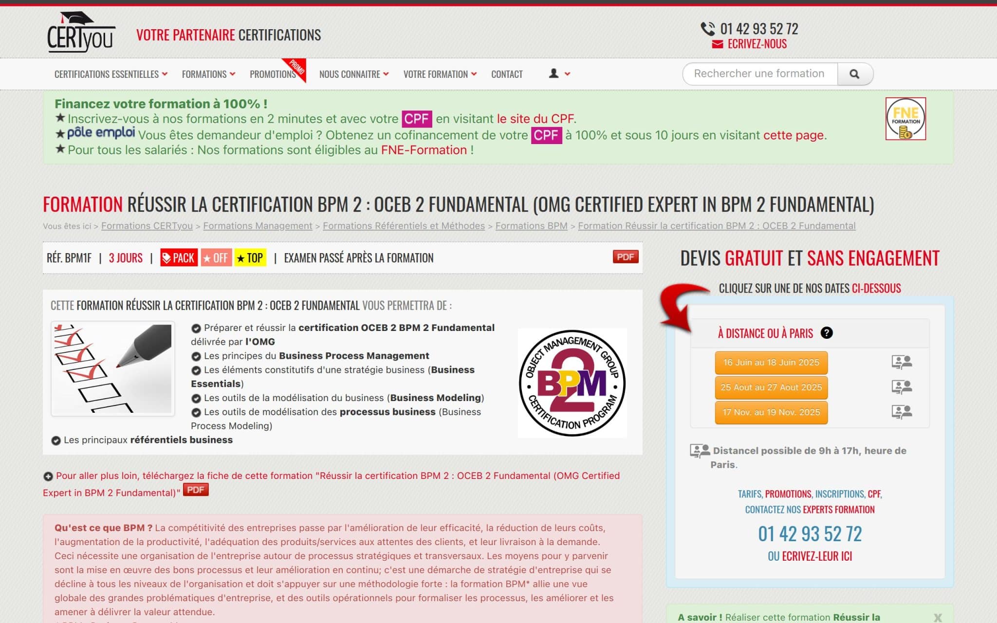 Formation Réussir la certification BPM 2 - CertYou