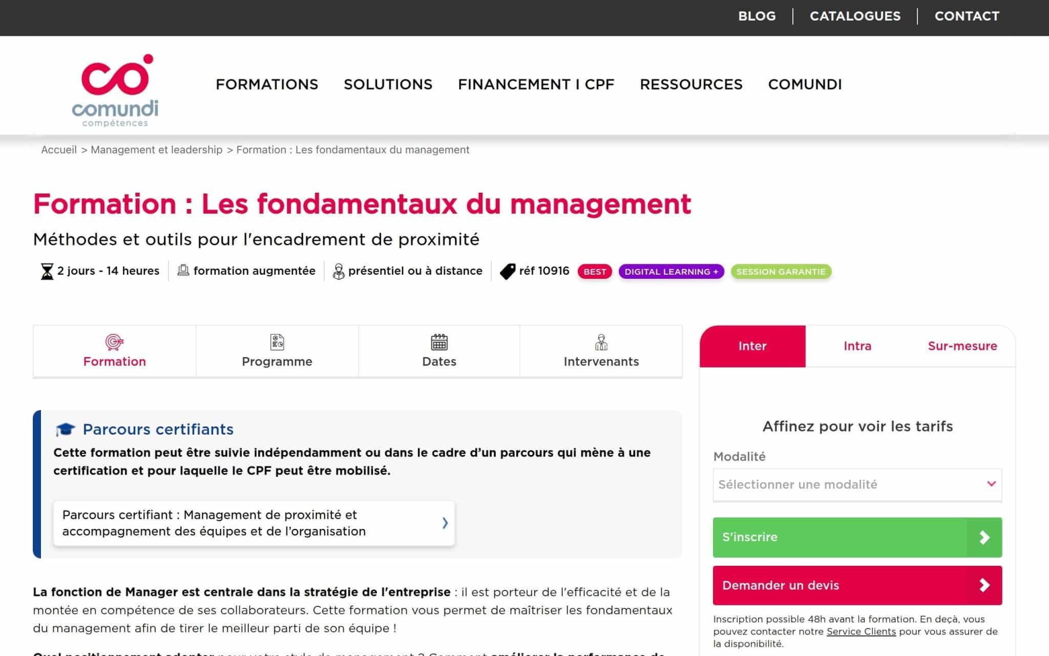 Formation : Les fondamentaux du management - Comundi