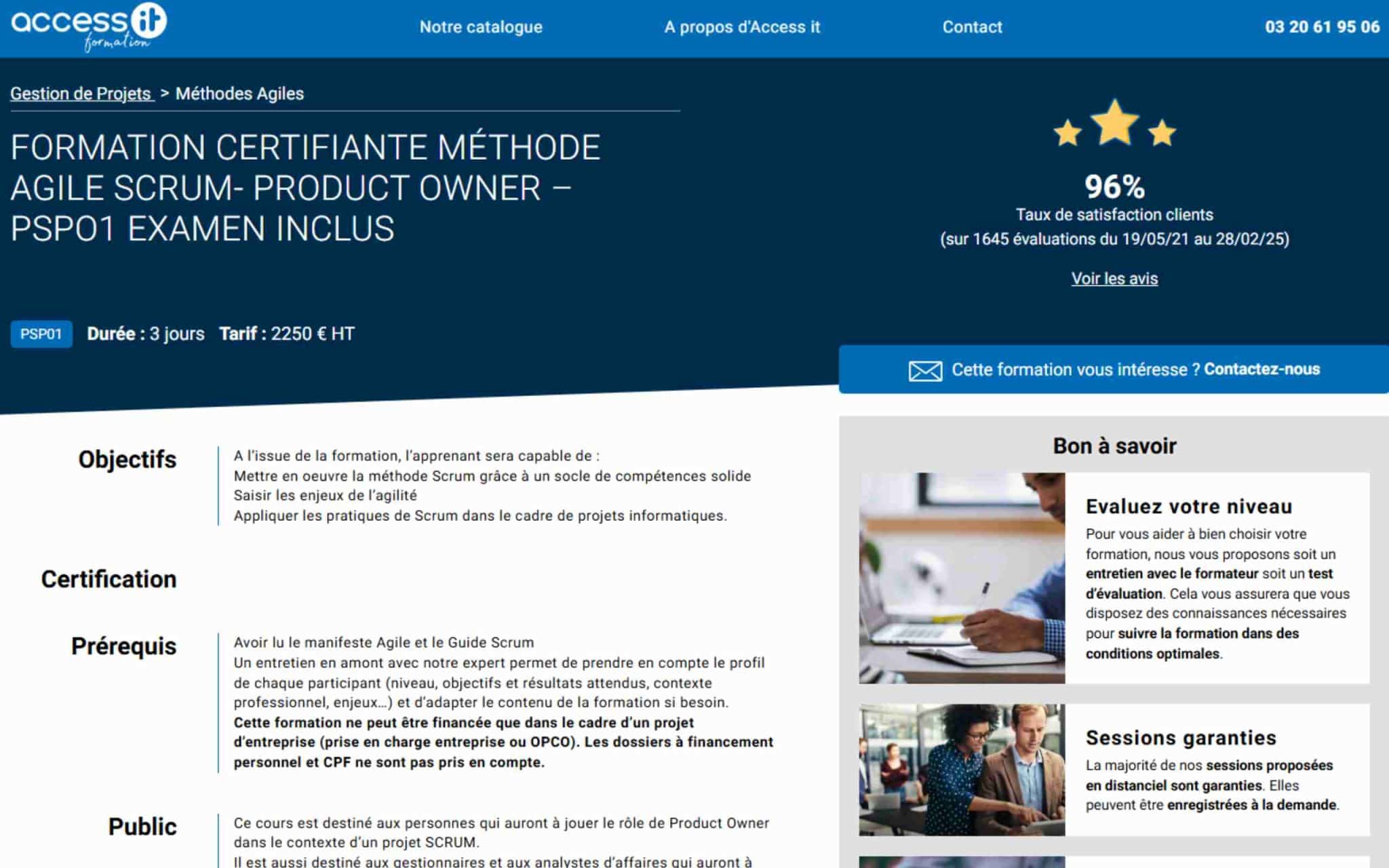 Formation certifiante méthode Agile Scrum, product owner, PSPO1 examen inclus - Access IT