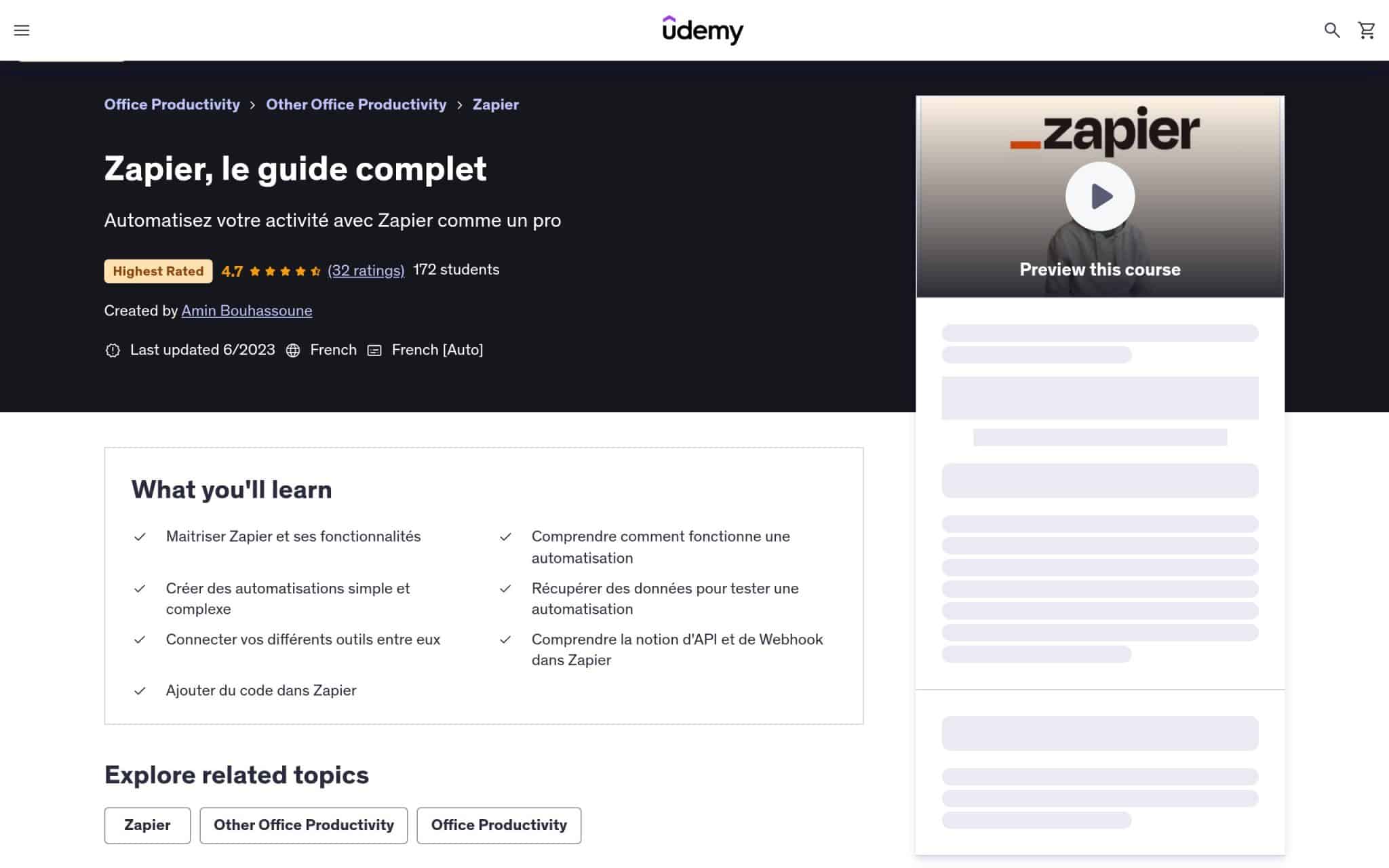 Zapier, le guide complet - Udemy