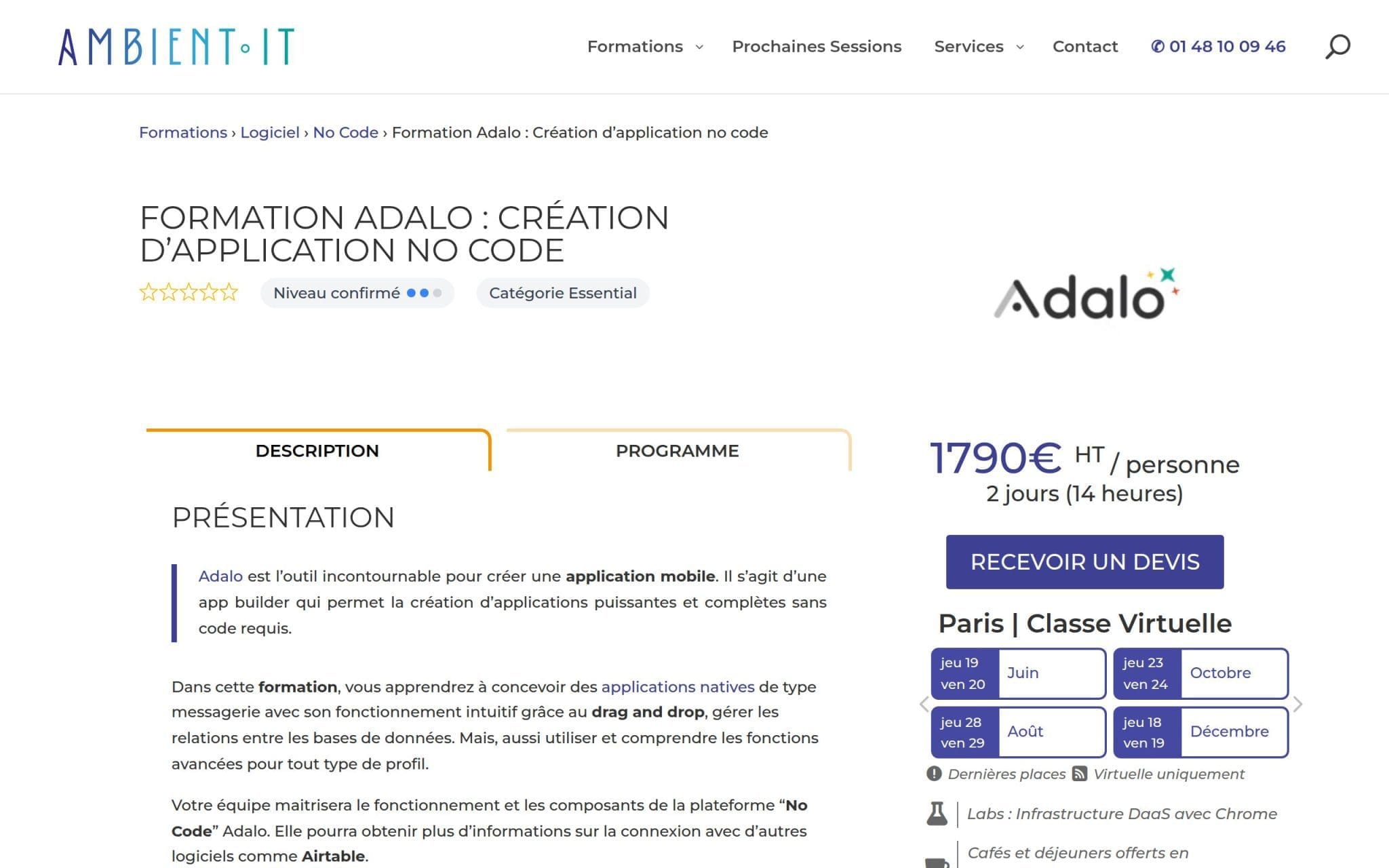 Formation Adalo : CrĂ©ation dâapplication no code - Ambient IT