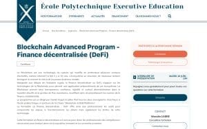 Blockchain Advanced Program – Finance décentralisée (DeFi) – Ecole Polytechnique Executive Education