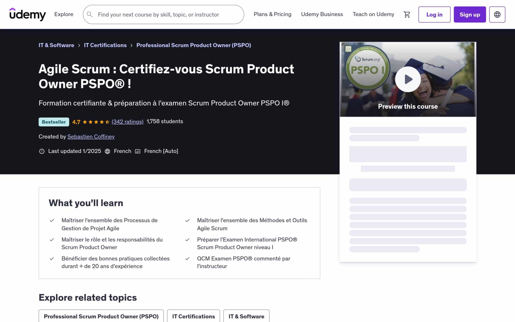 Agile Scrum : Certifiez-vous Scrum Product Owner PSPO - Udemy