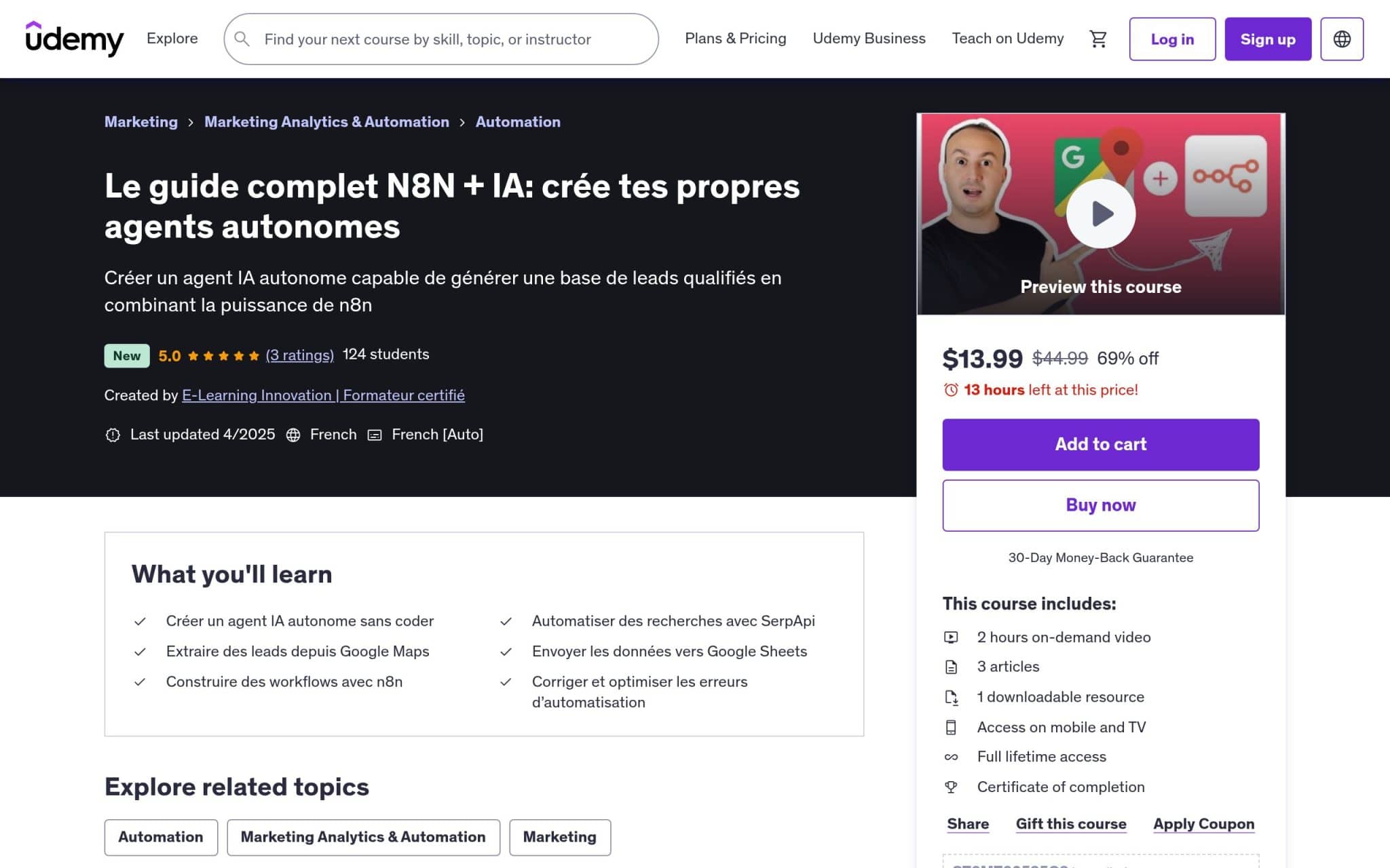 Le guide complet N8N + IA: crée tes propres agents autonomes - Udemy