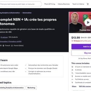 Le guide complet N8N + IA: crée tes propres agents autonomes - Udemy