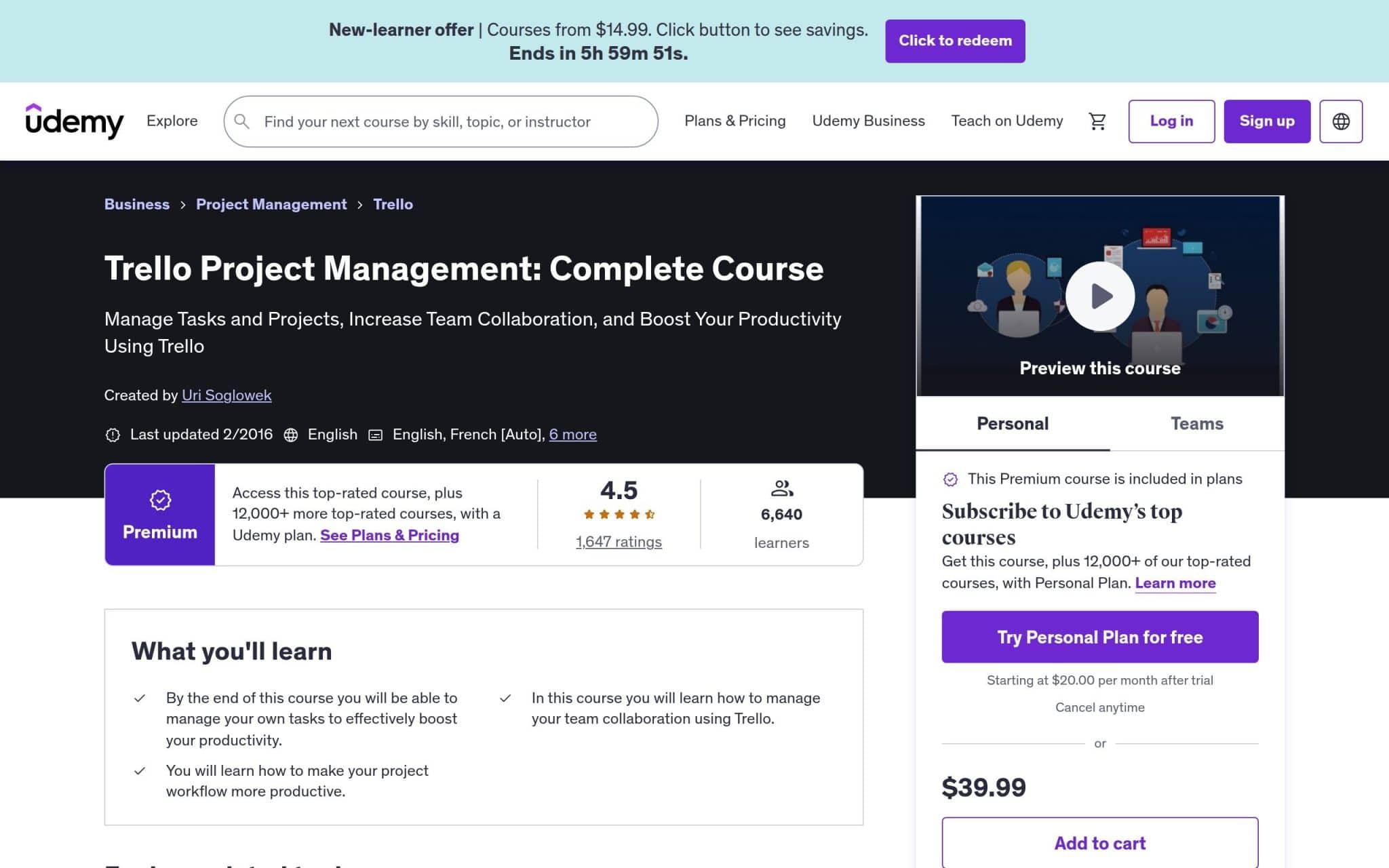 Trello Project Management: Complete Course - Udemy