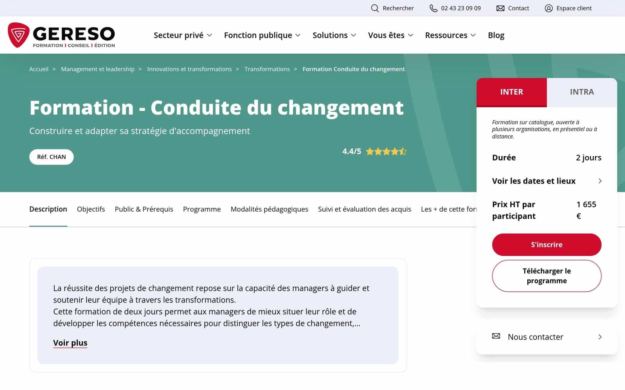 Formation - Conduite du changement - Gereso