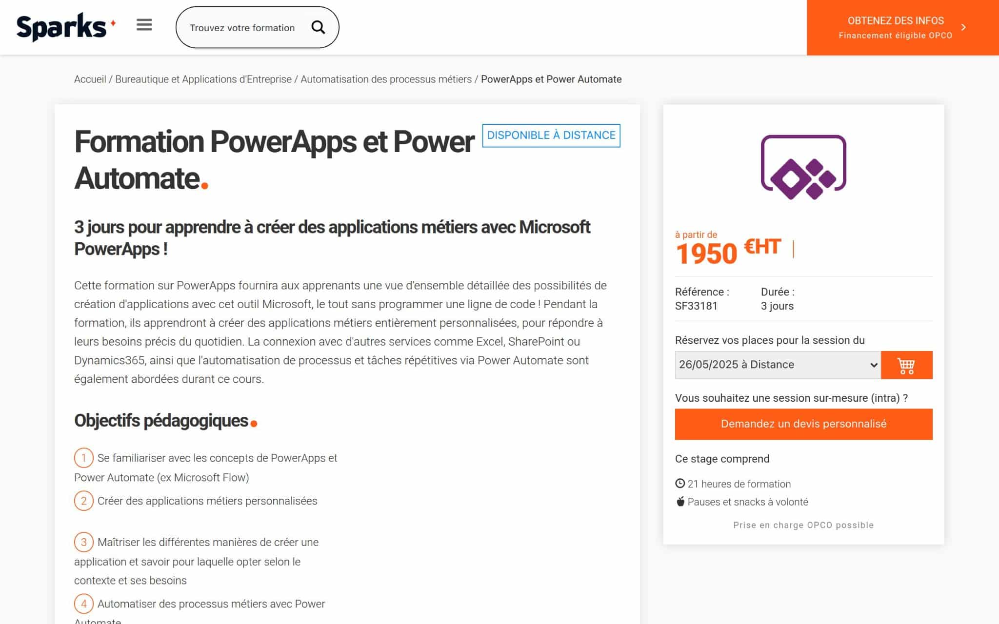 Formation PowerApps et Power Automate - Sparks