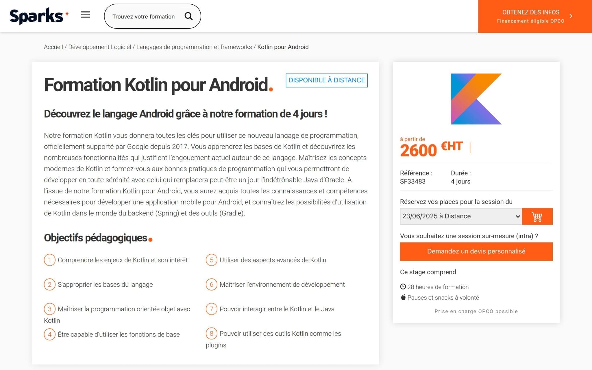 Formation Kotlin pour Android - Sparks