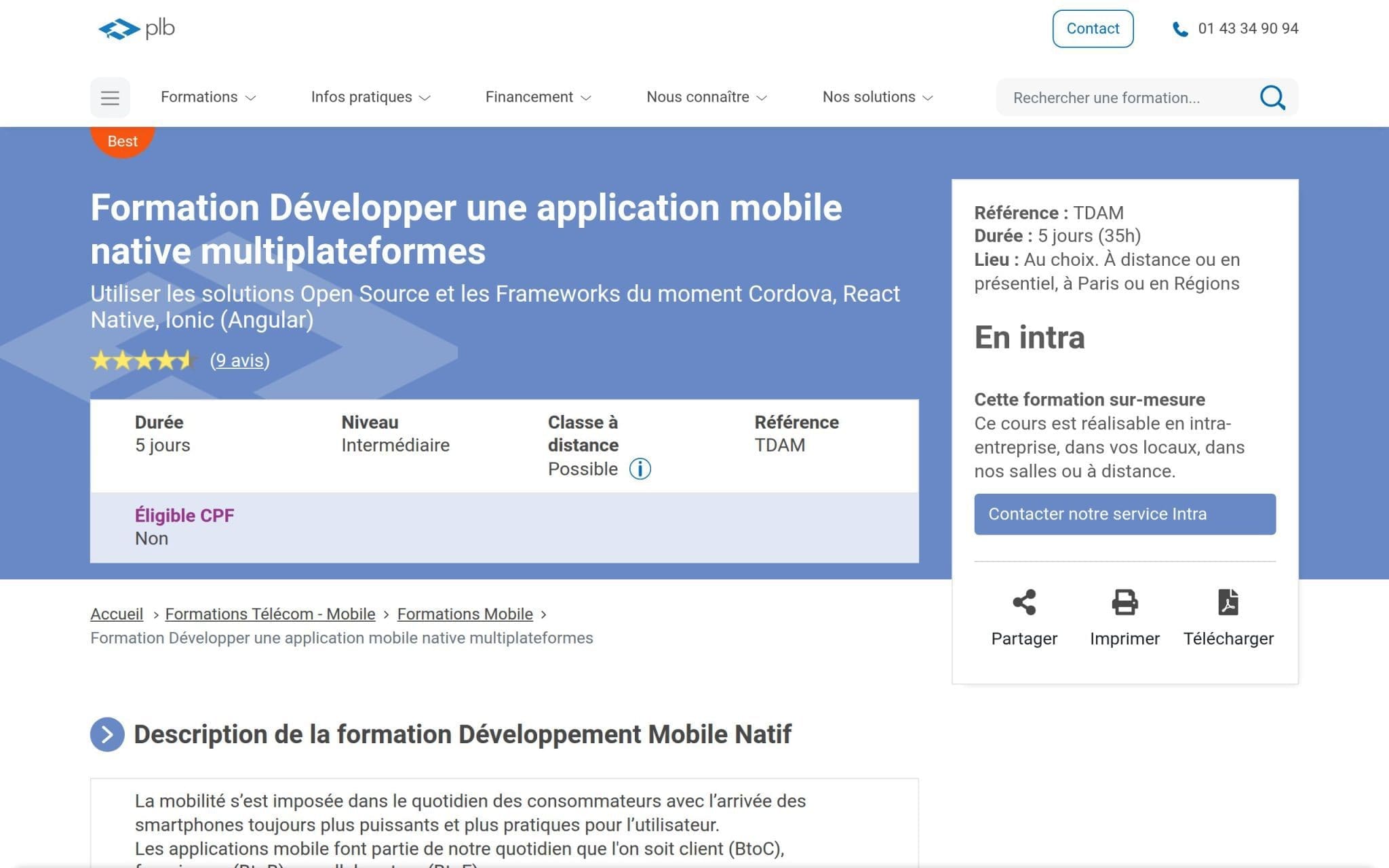Formation Développer une application mobile native multiplateformes - Plb Consultant