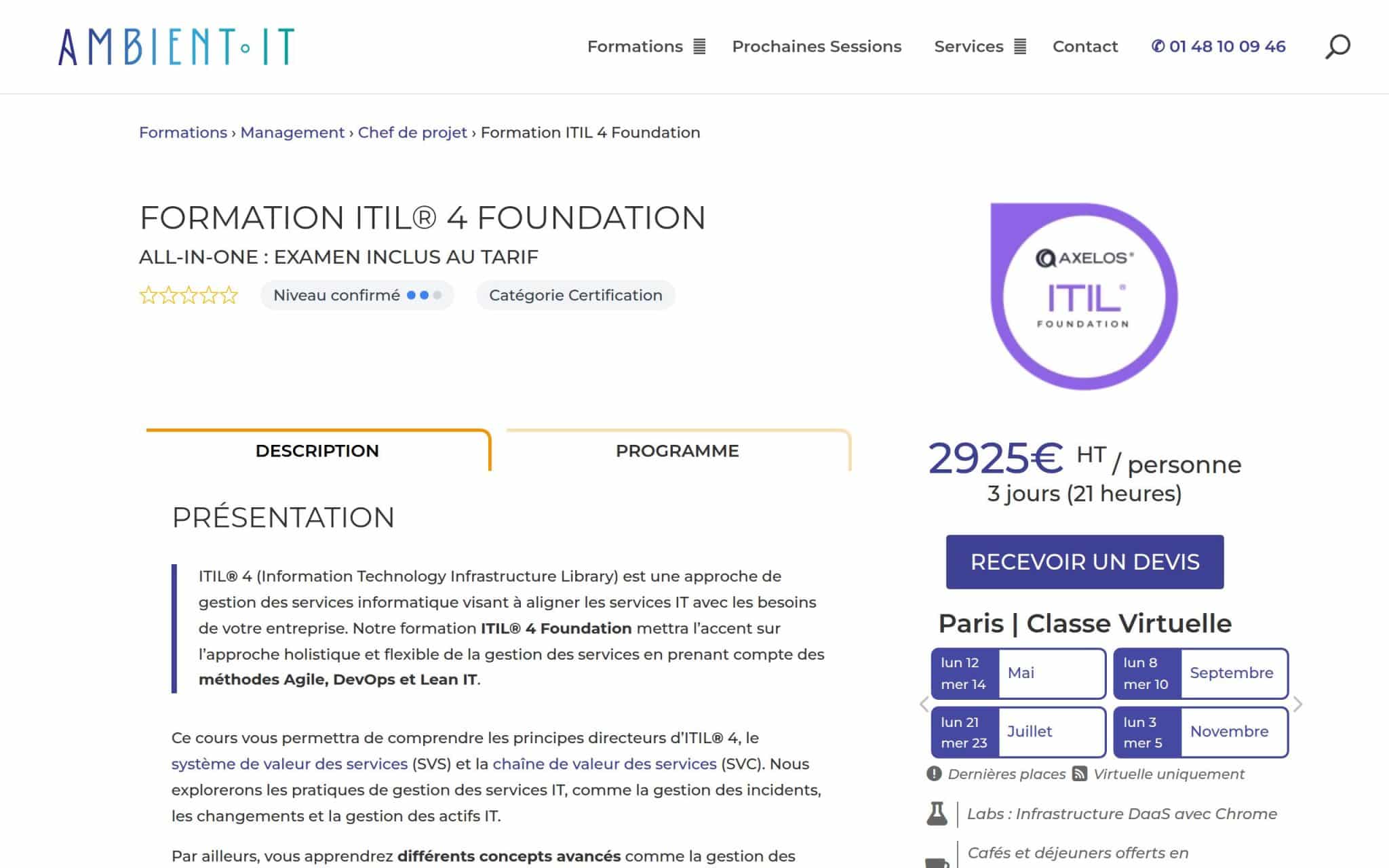 Formation ITIL 4 Foundation - Ambient IT