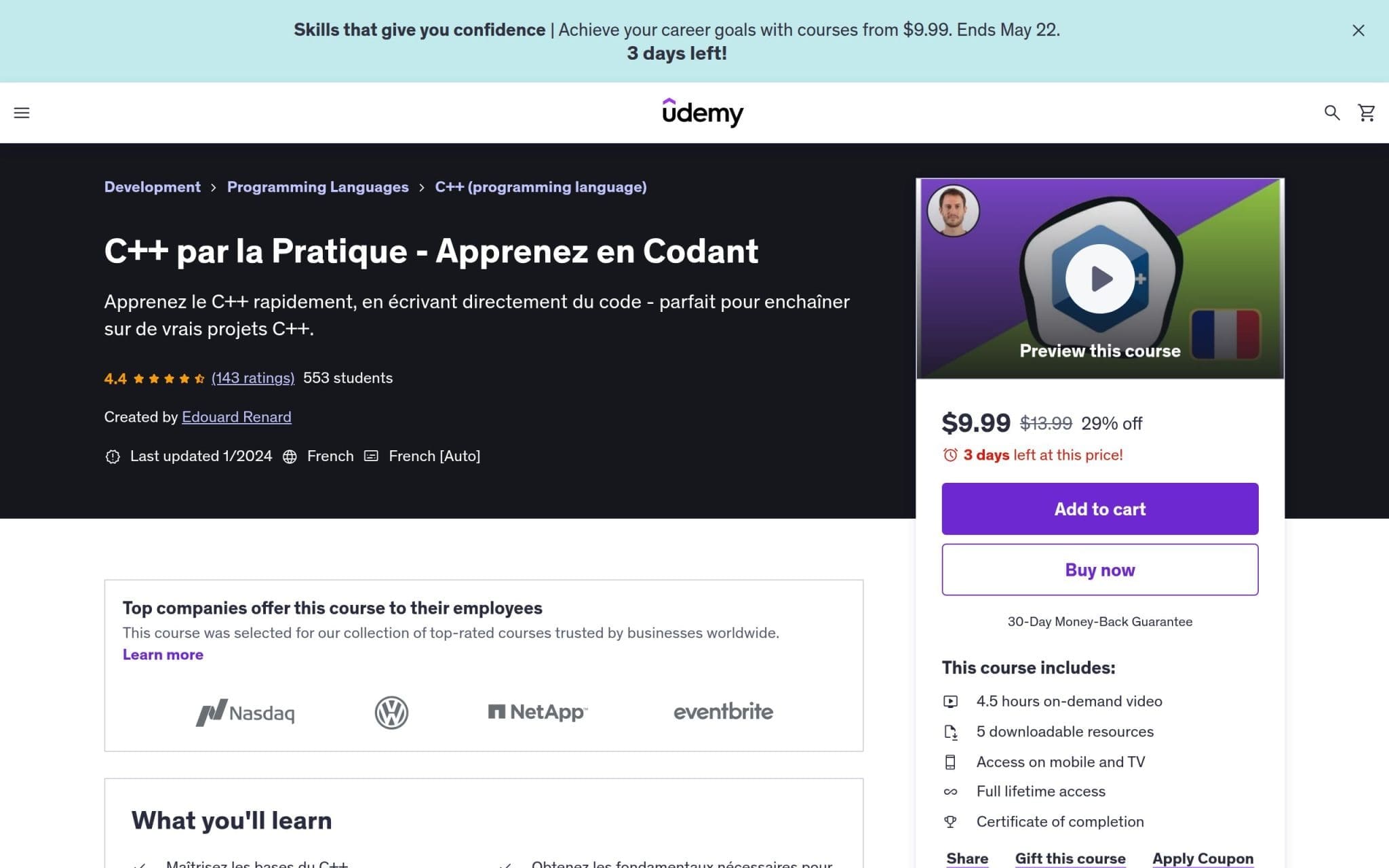 C++ par la Pratique - Apprenez en Codant - Udemy