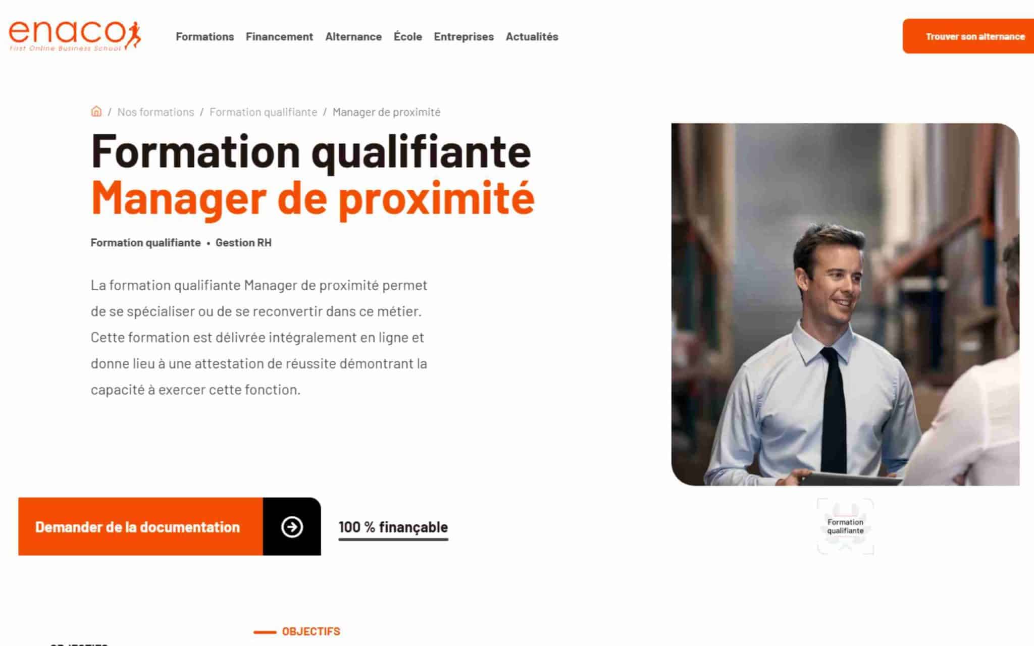 Formation qualifiante Manager de proximité - Enaco