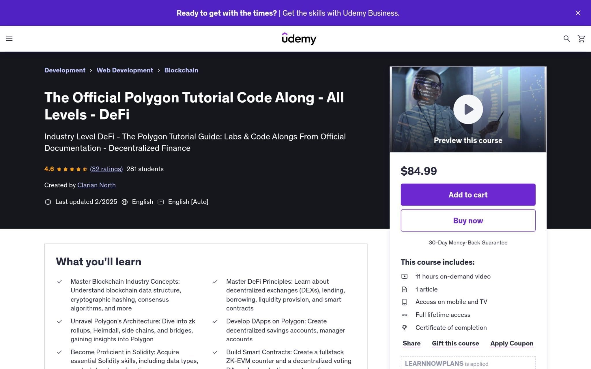 The Official Polygon Tutorial Code Along - All Levels - DeFi - Udemy