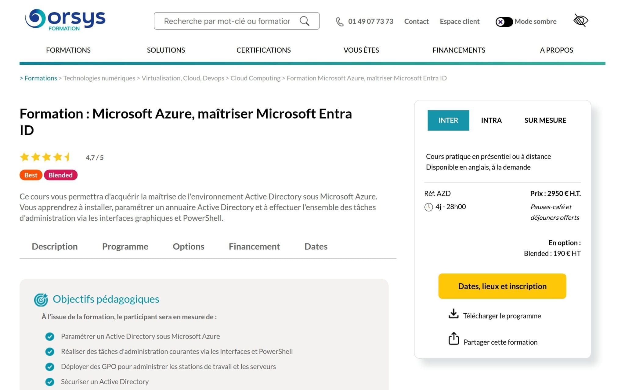 Formation : Microsoft Azure, maîtriser Microsoft Entra ID - Orsys