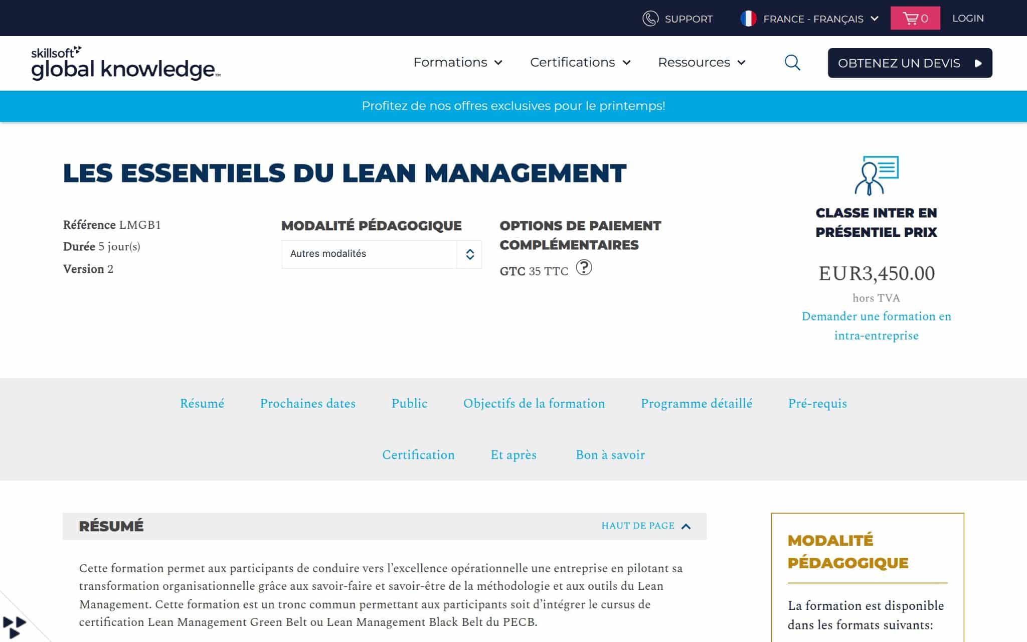 Formation en Les essentiels du Lean Management - Skillsoft Global Knowledge