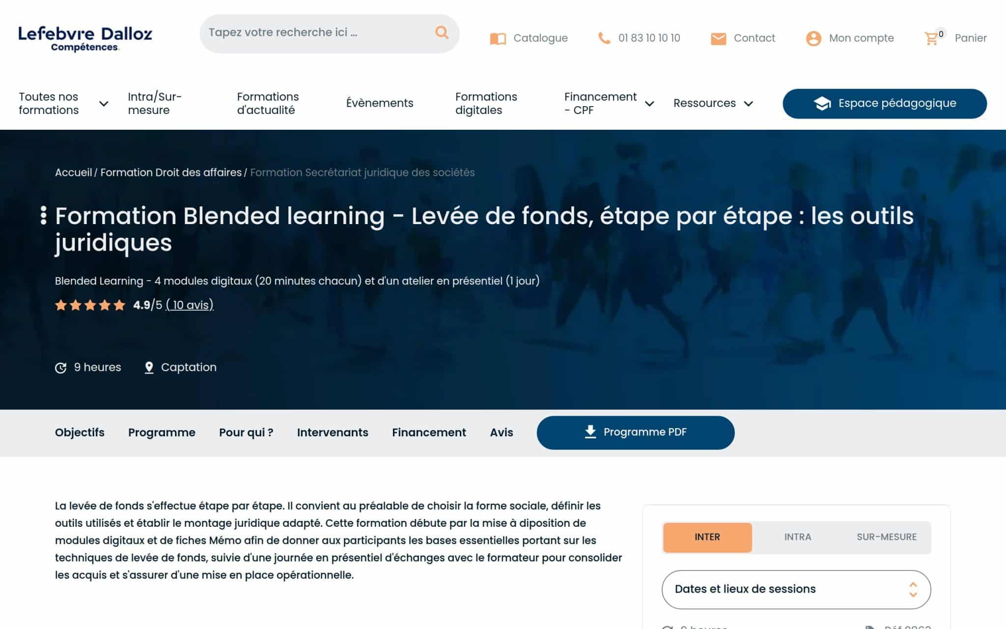 Formation Blended learning - Levée de fonds, étape par étape : les outils juridiques - Lefebvre Dalloz Compétences
