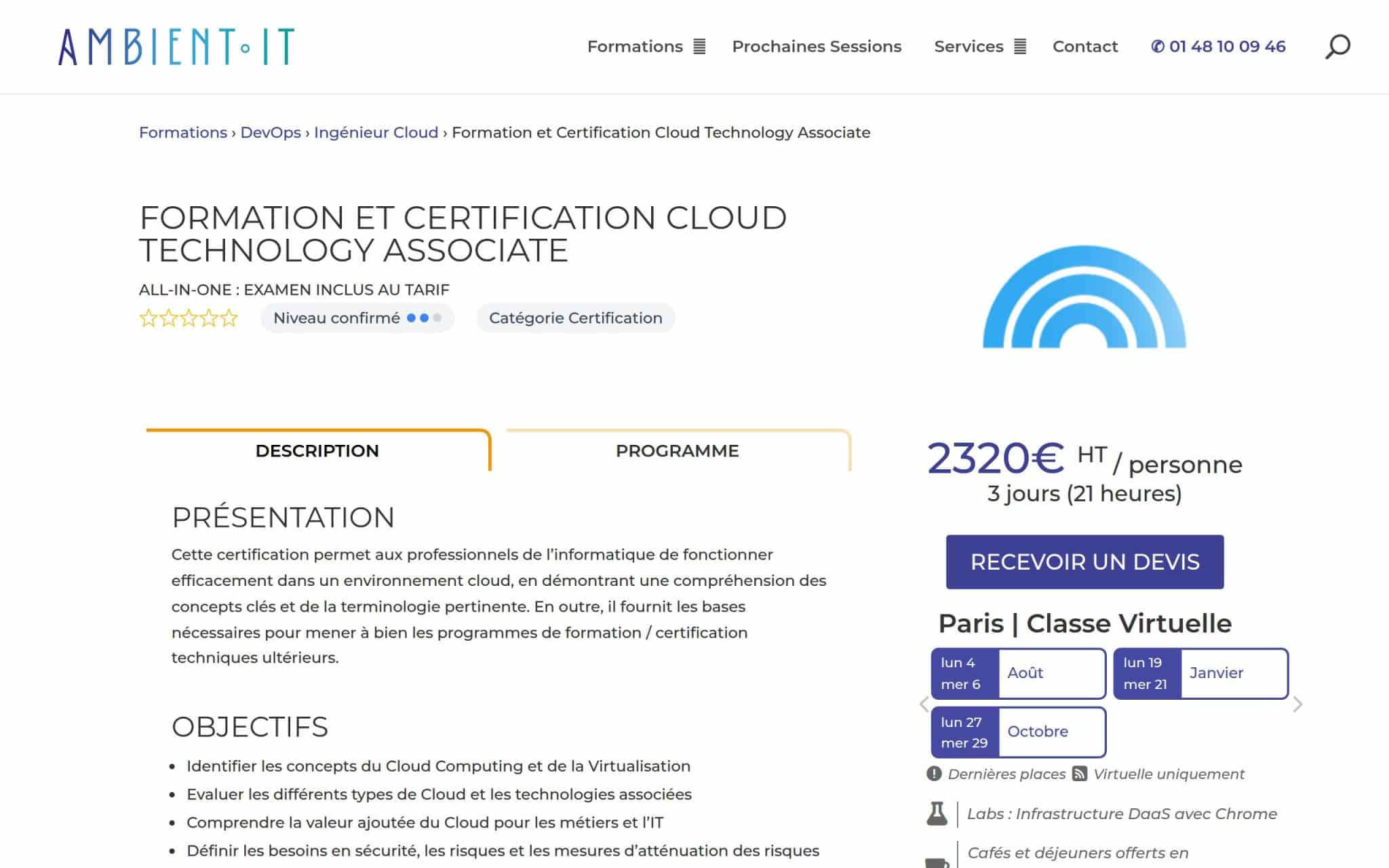 Formation et Certification Cloud Technology Associate - Ambient IT